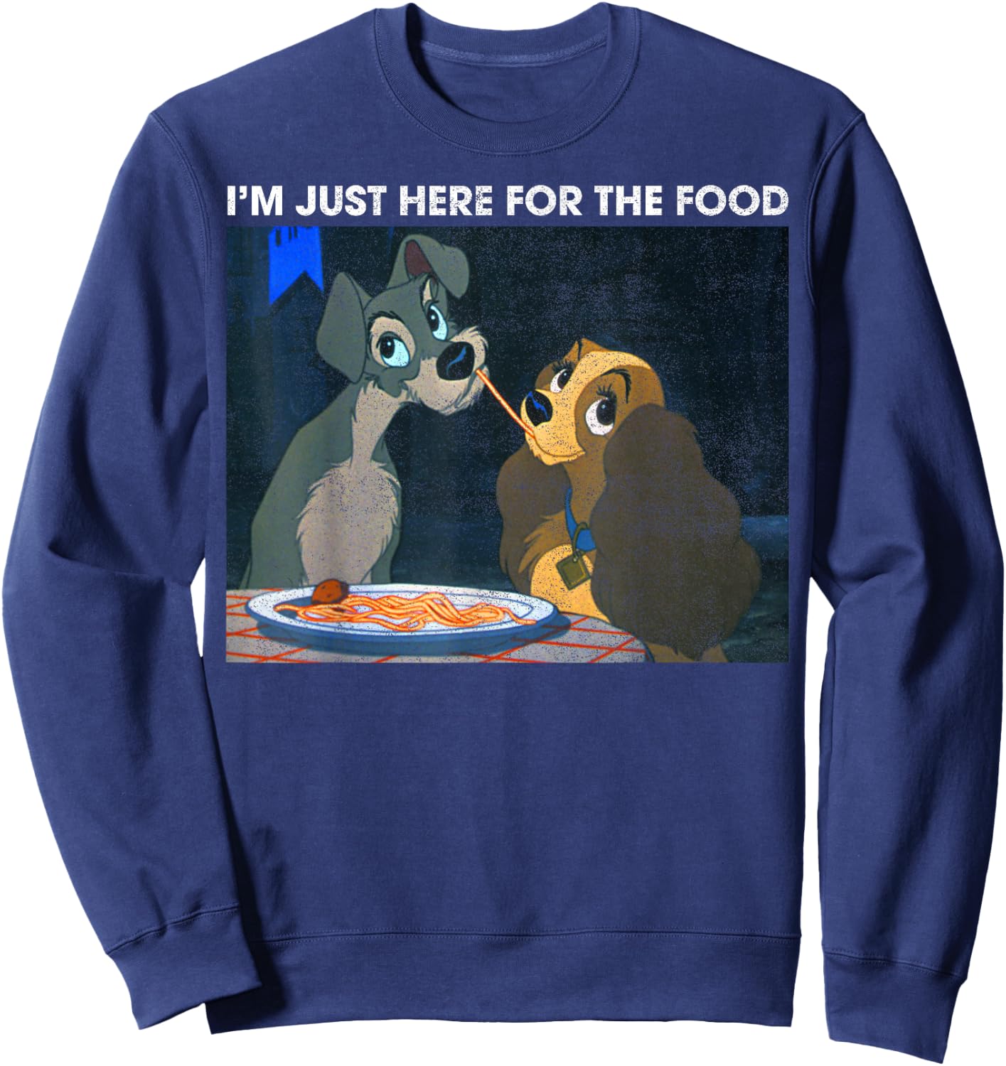 Disney The Lady and The Tramp I'm Just Here for The Food Sweatshirt - Sweatshirt | Navy