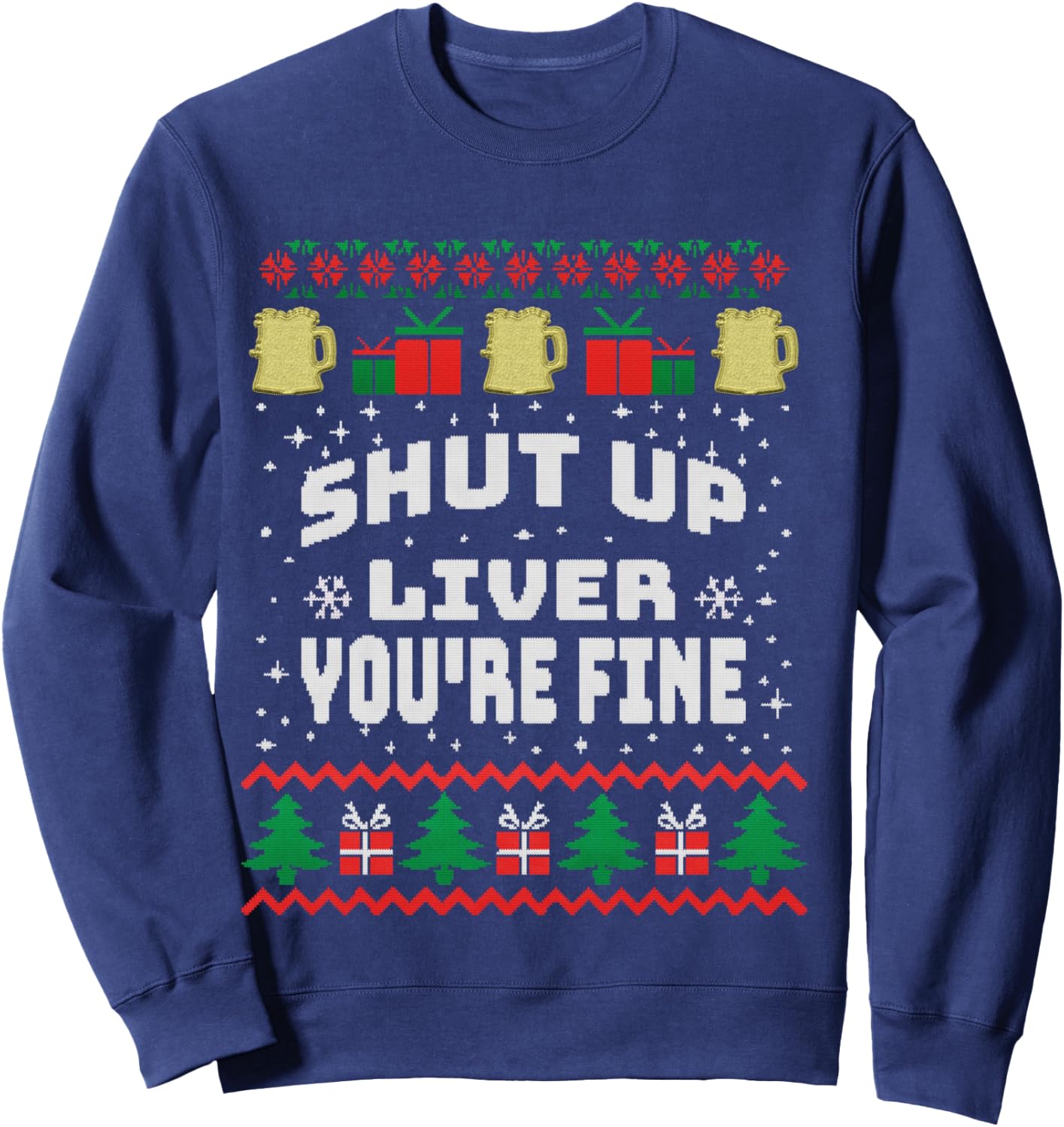 Drinking Xmas Shirt with Beer, Stitch an Knitting Sweatshirt - Sweatshirt | Navy