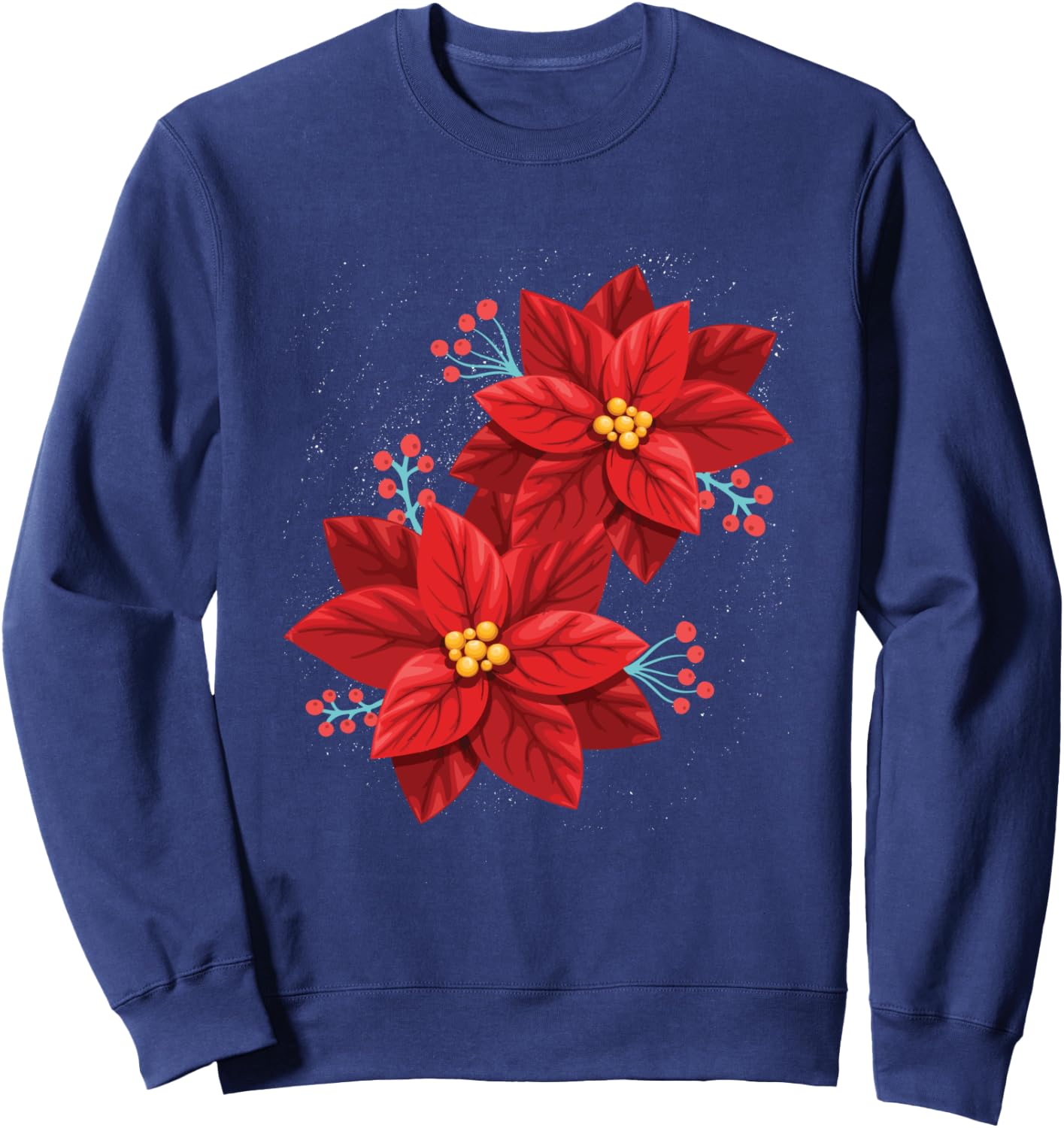 Red Poinsettia - Merry Christmas Flower - Happy Xmas Gift Sweatshirt - Sweatshirt | Navy