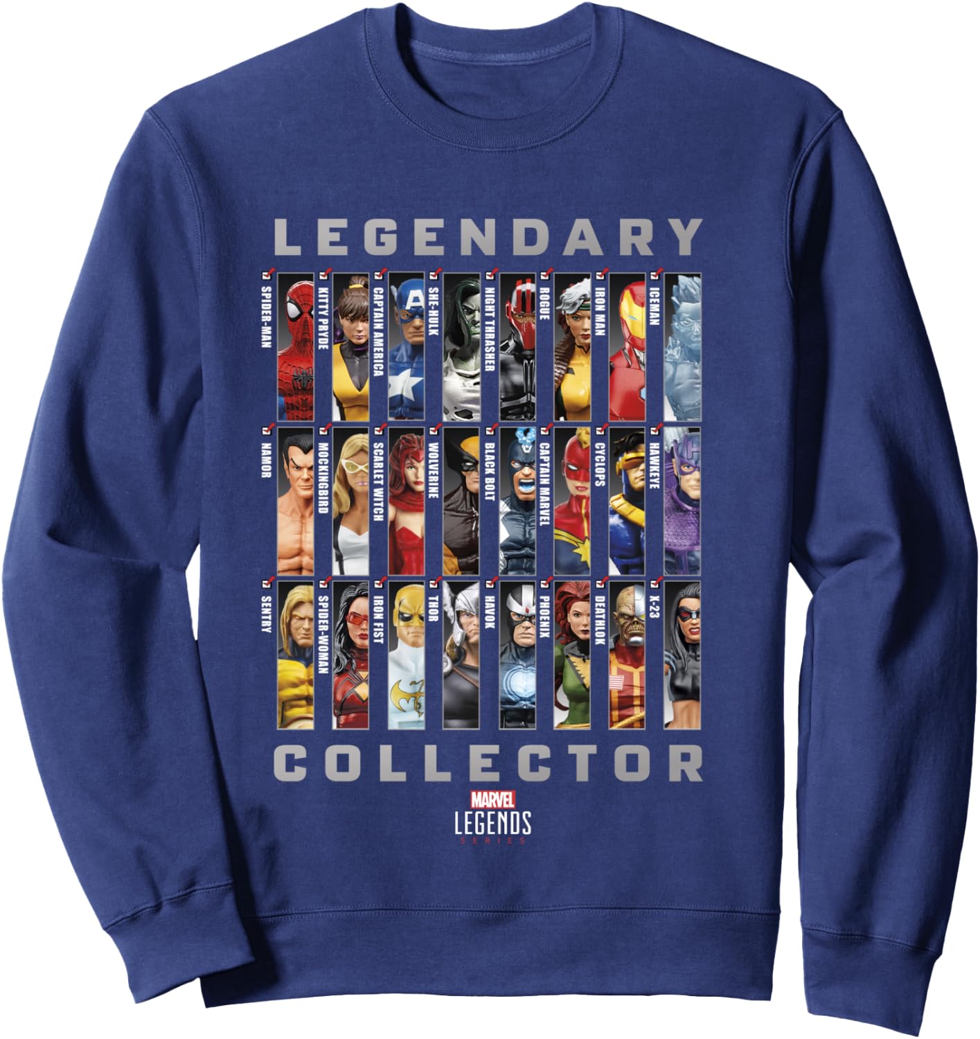 Marvel Legends Series Legendary Collector Checklist Sweatshirt - Sweatshirt | Navy