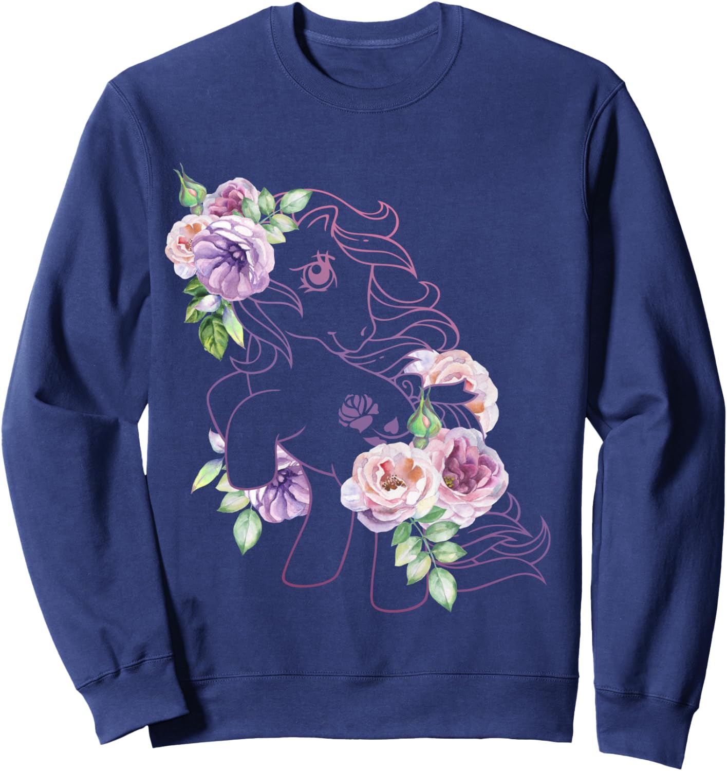 My Little Pony Original Retro Floral Pony Outline Sweatshirt - Sweatshirt | Navy