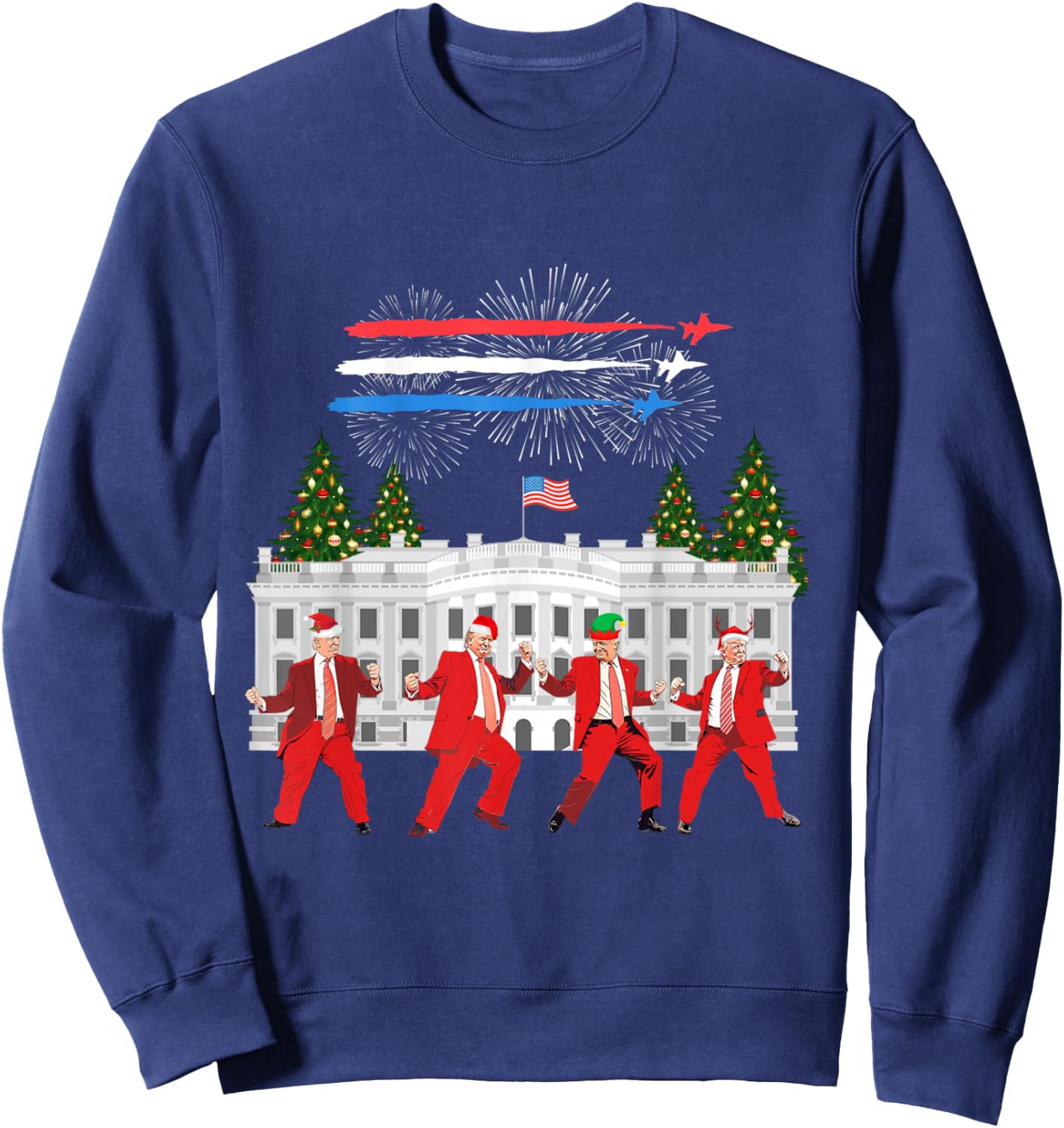 Trump Daddys Home White House Dance Make Xmas Great Again Sweatshirt - Sweatshirt | Navy