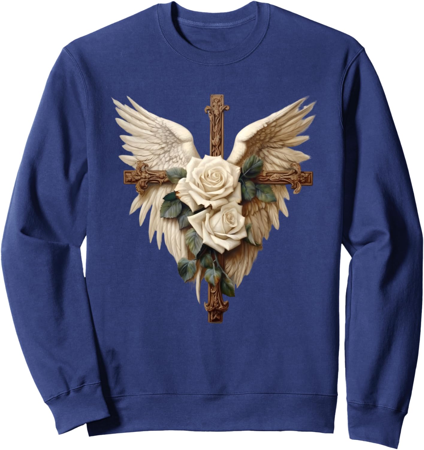 White Roses Christian Women Accessories For Mom Dove Wings Sweatshirt - Sweatshirt | Navy
