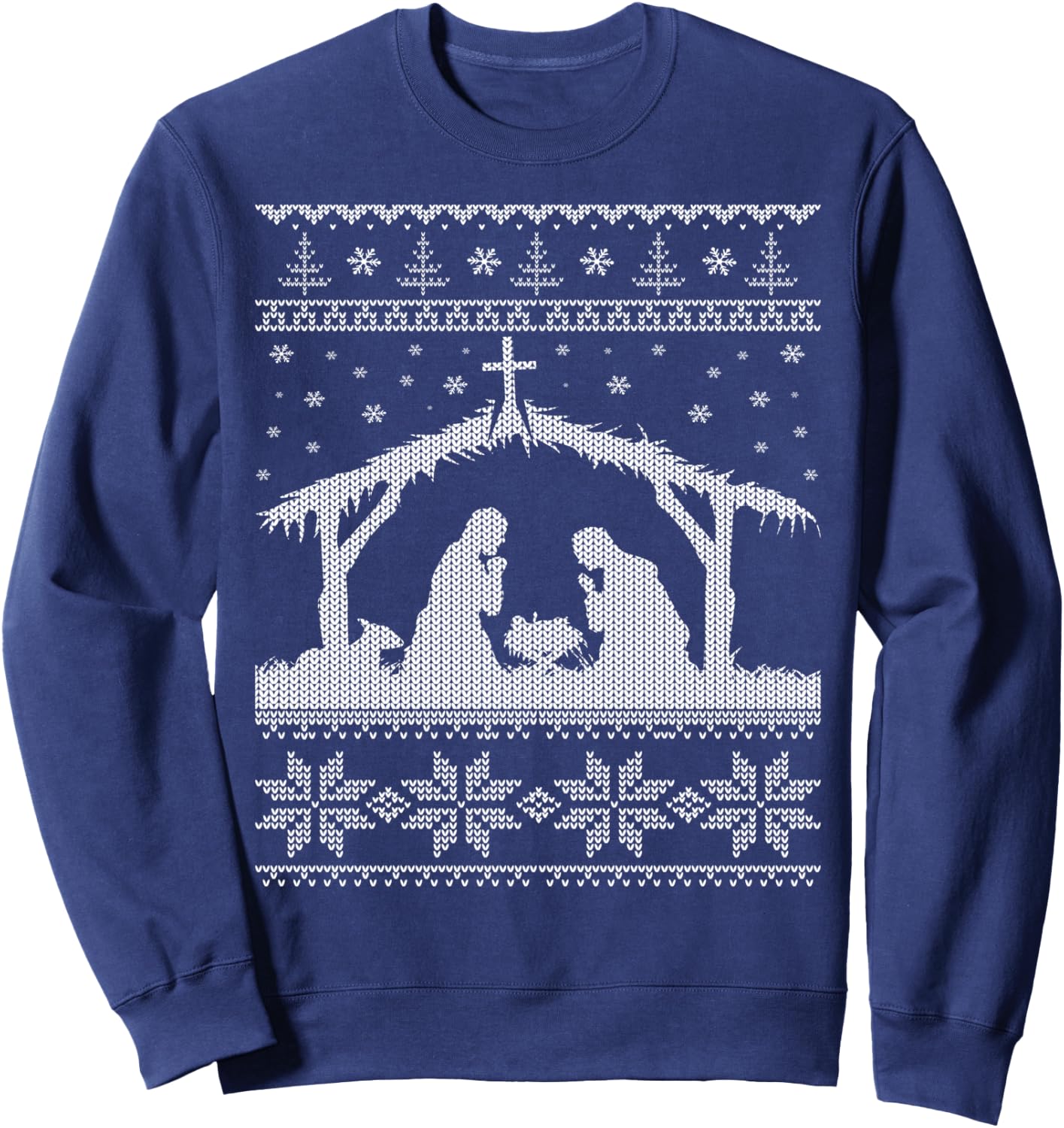 Nativity Scene Ugly Christmas Sweater Design Sweatshirt - Sweatshirt | Navy