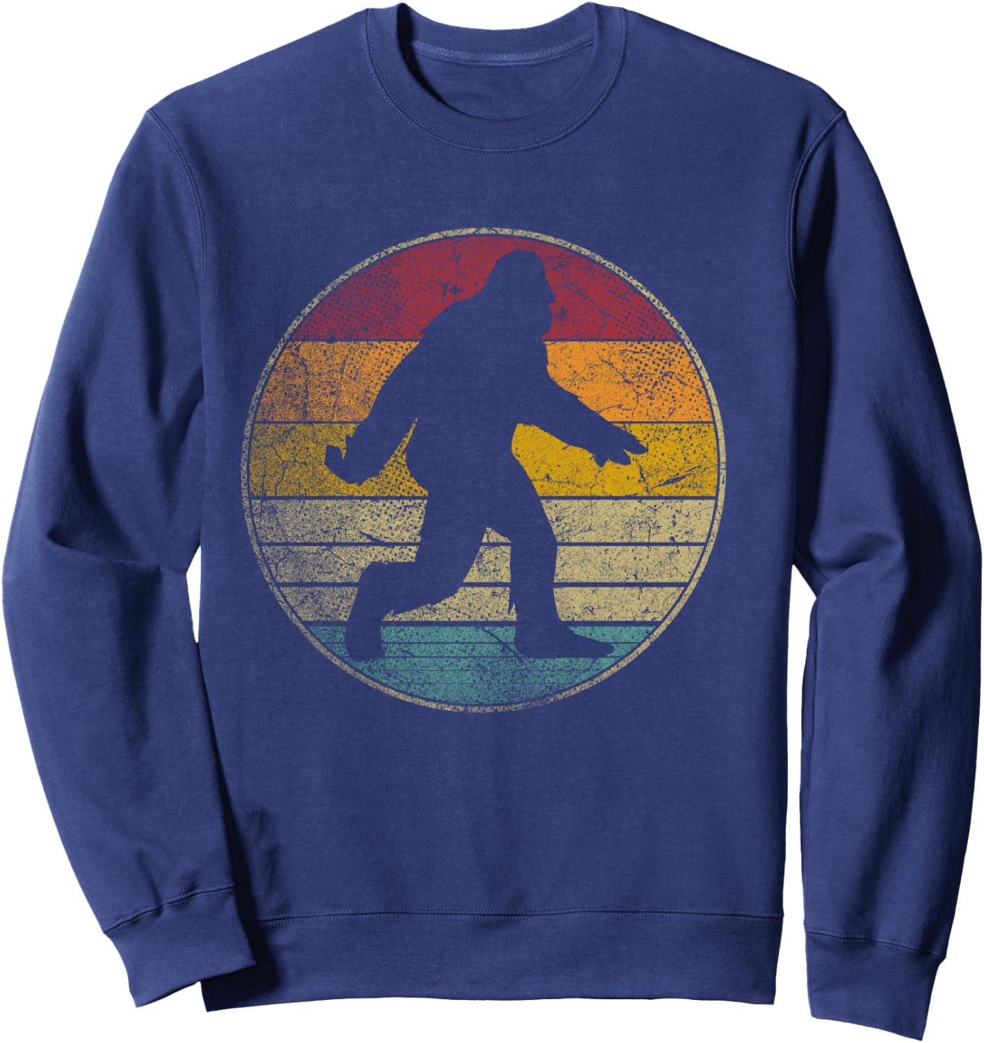Bigfoot Sasquatch Vintage Distressed Retro Style Gift Sweatshirt - Sweatshirt | Navy