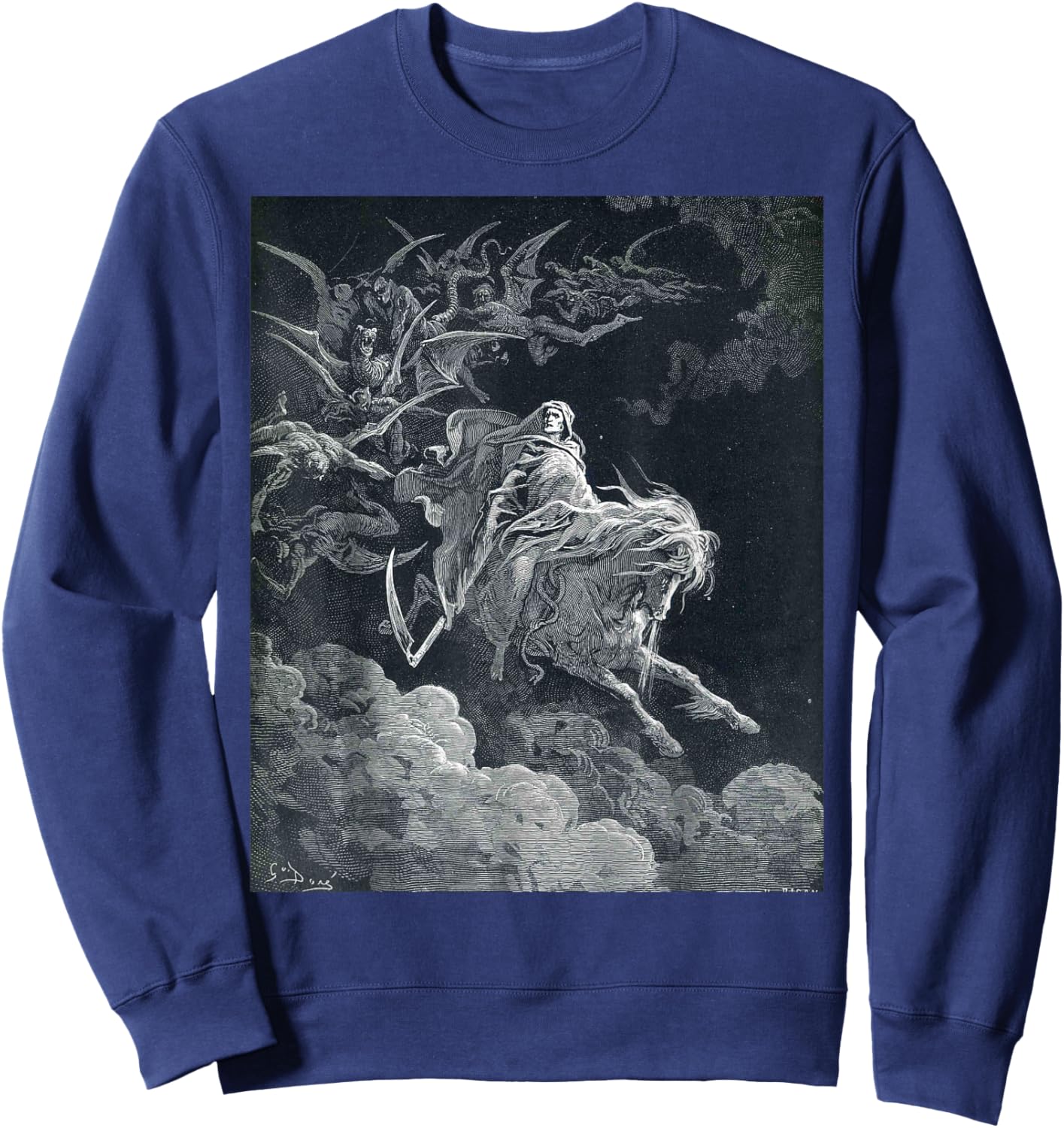 Gustave Dore The Vision of Death Print Sweatshirt - Sweatshirt | Navy