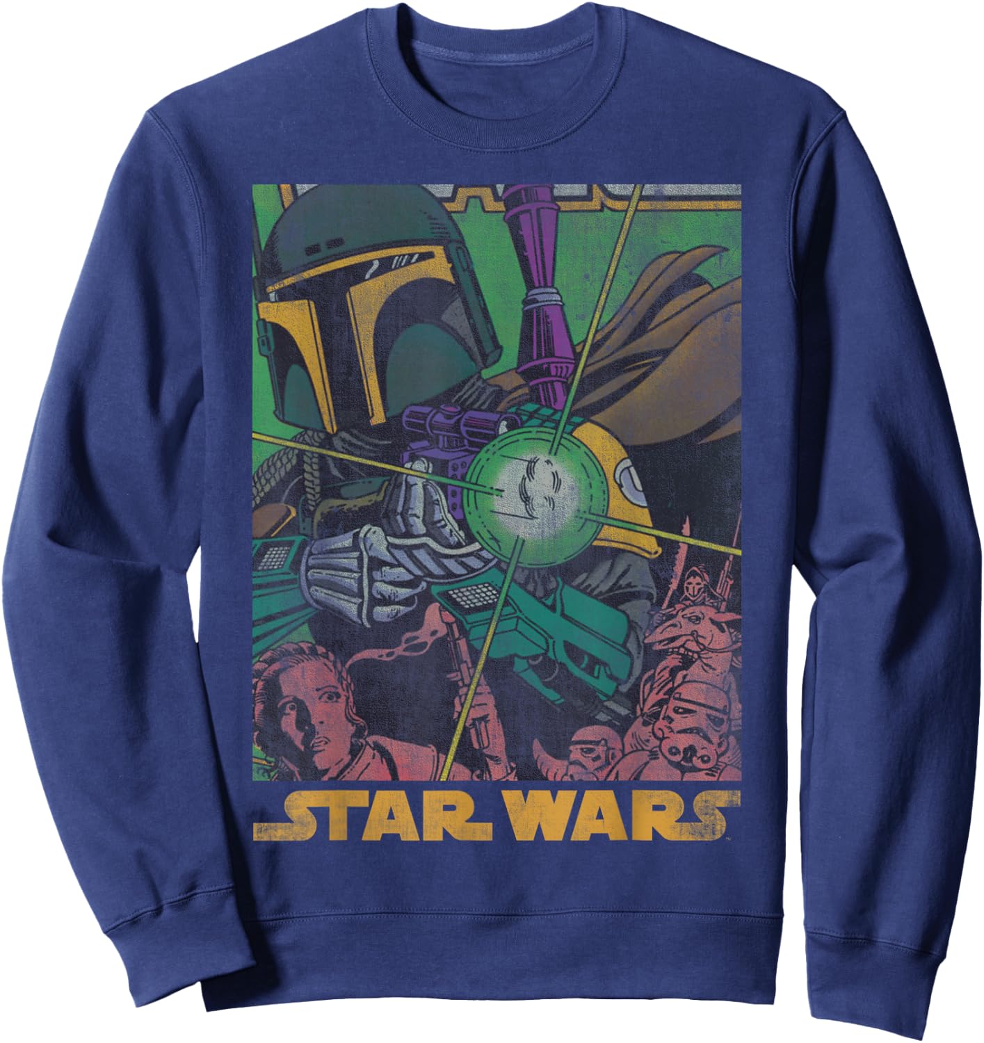 Star Wars Boba Fett Vintage Comic Book Sweatshirt - Sweatshirt | Navy