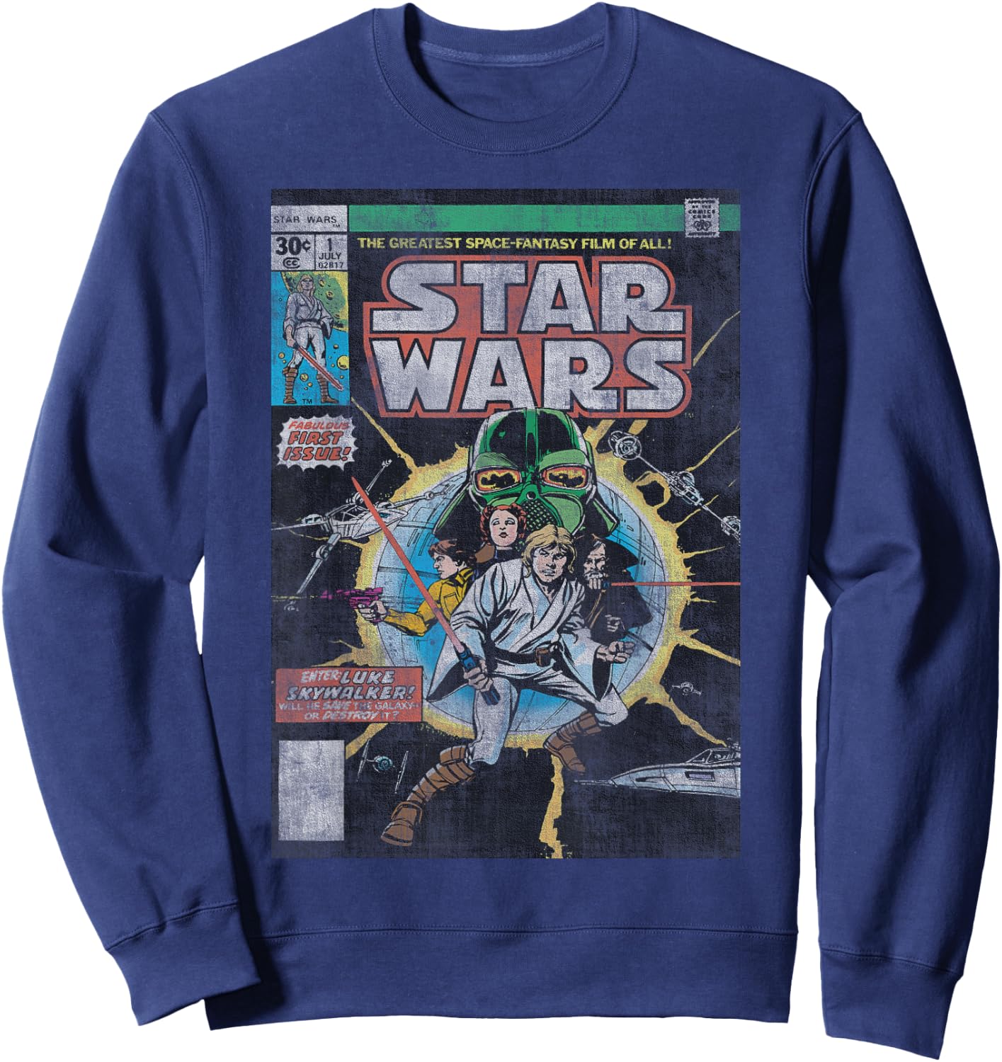 Star Wars Luke Skywalker Vintage Comic Book Cover Sweatshirt - Sweatshirt | Navy