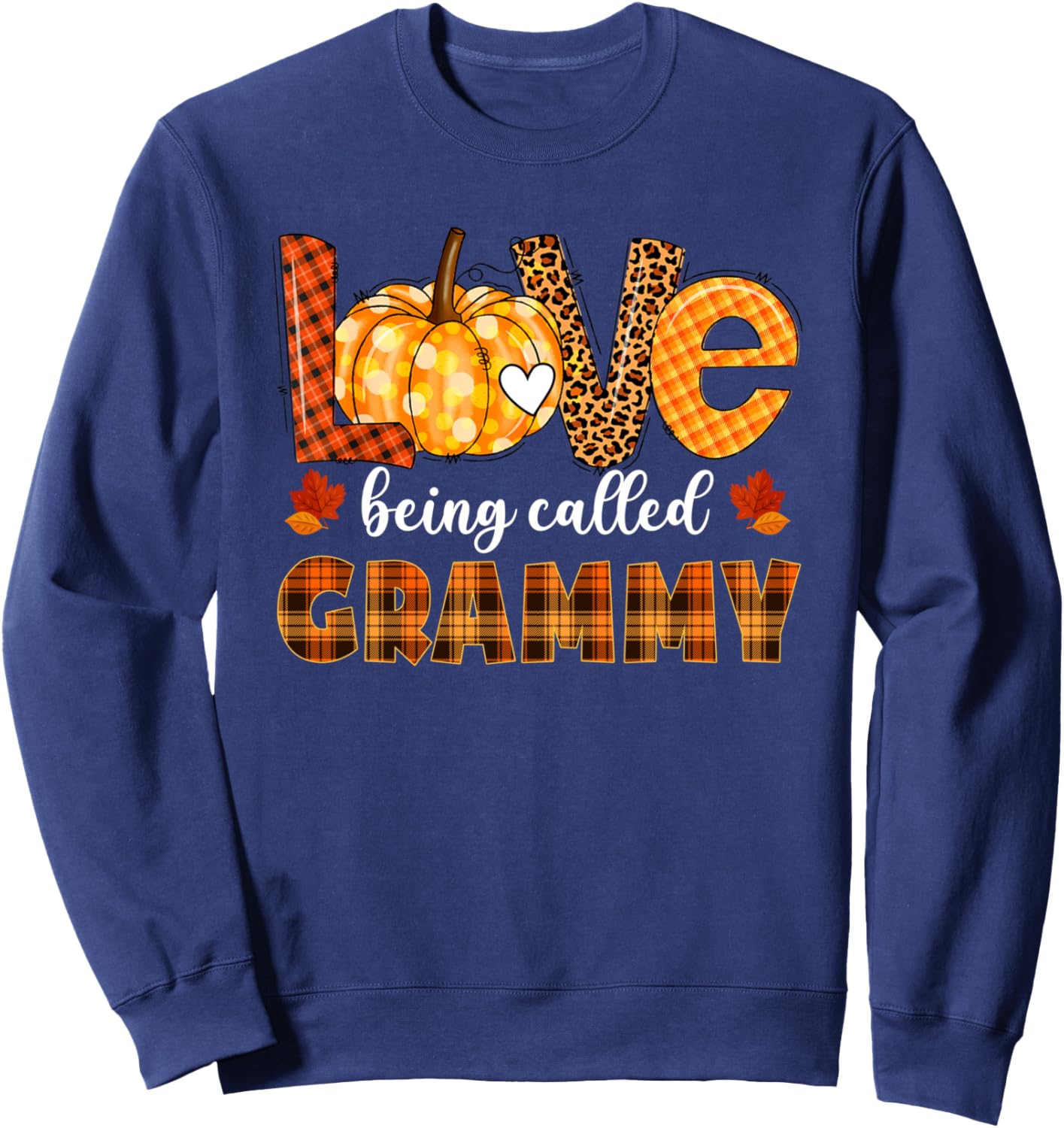 Leopard Pumpkin Love Being Called Grammy Fall Thanksgiving Sweatshirt - Sweatshirt | Navy