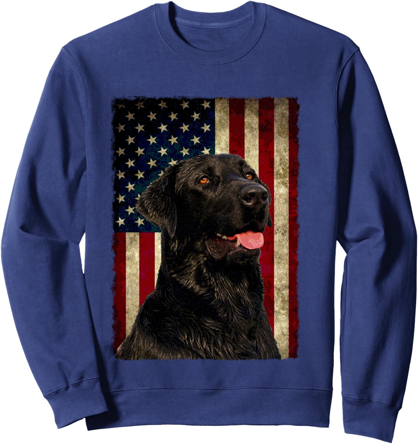 Black Labrador Lab Shirt Gift USA Flag Lab Owner Sweatshirt - Sweatshirt | Navy
