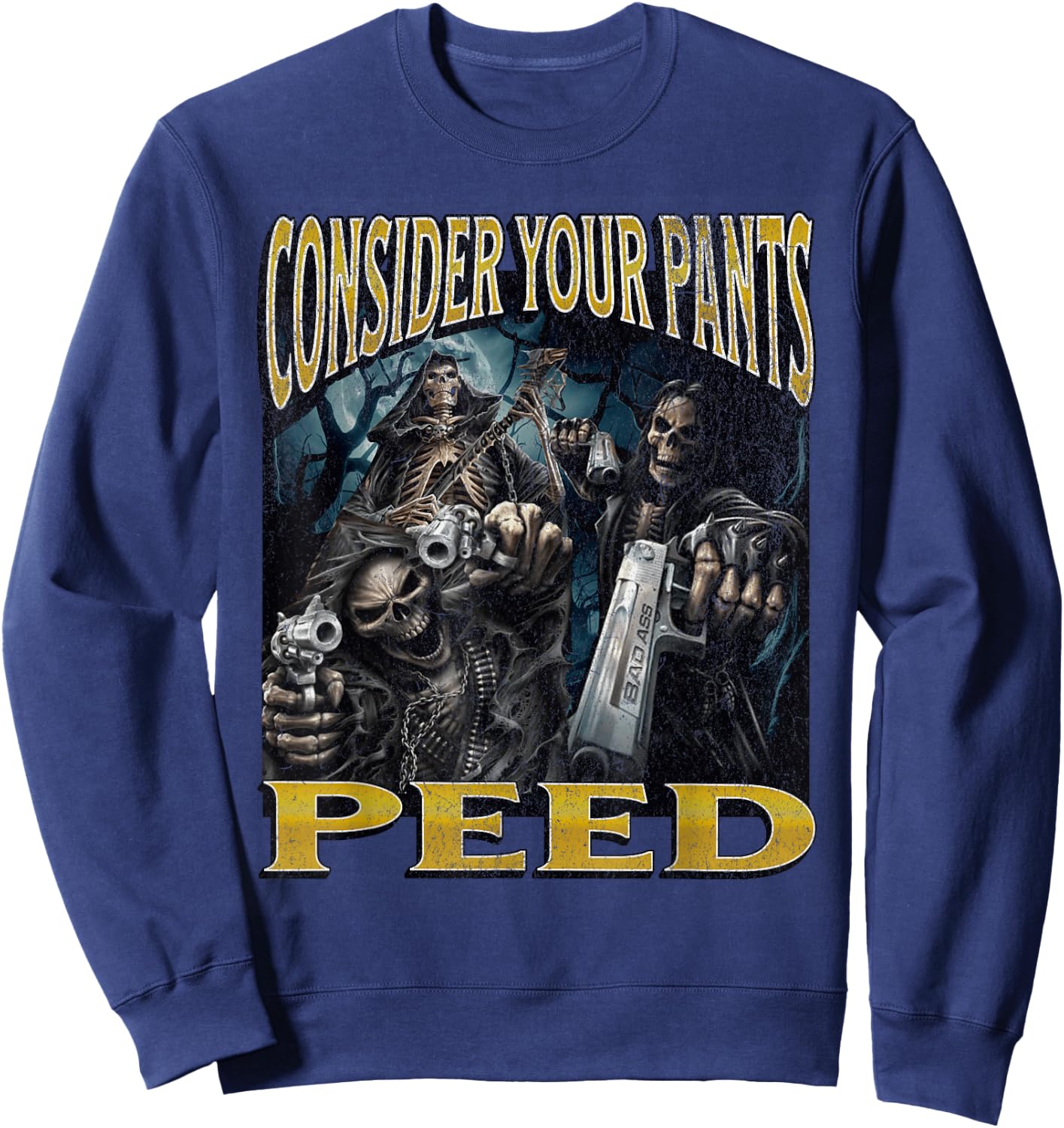 MildlyPerturbed -Adults Skeleton Meme , Black, X-Small, Short Sleeves Sweatshirt - Sweatshirt | Navy