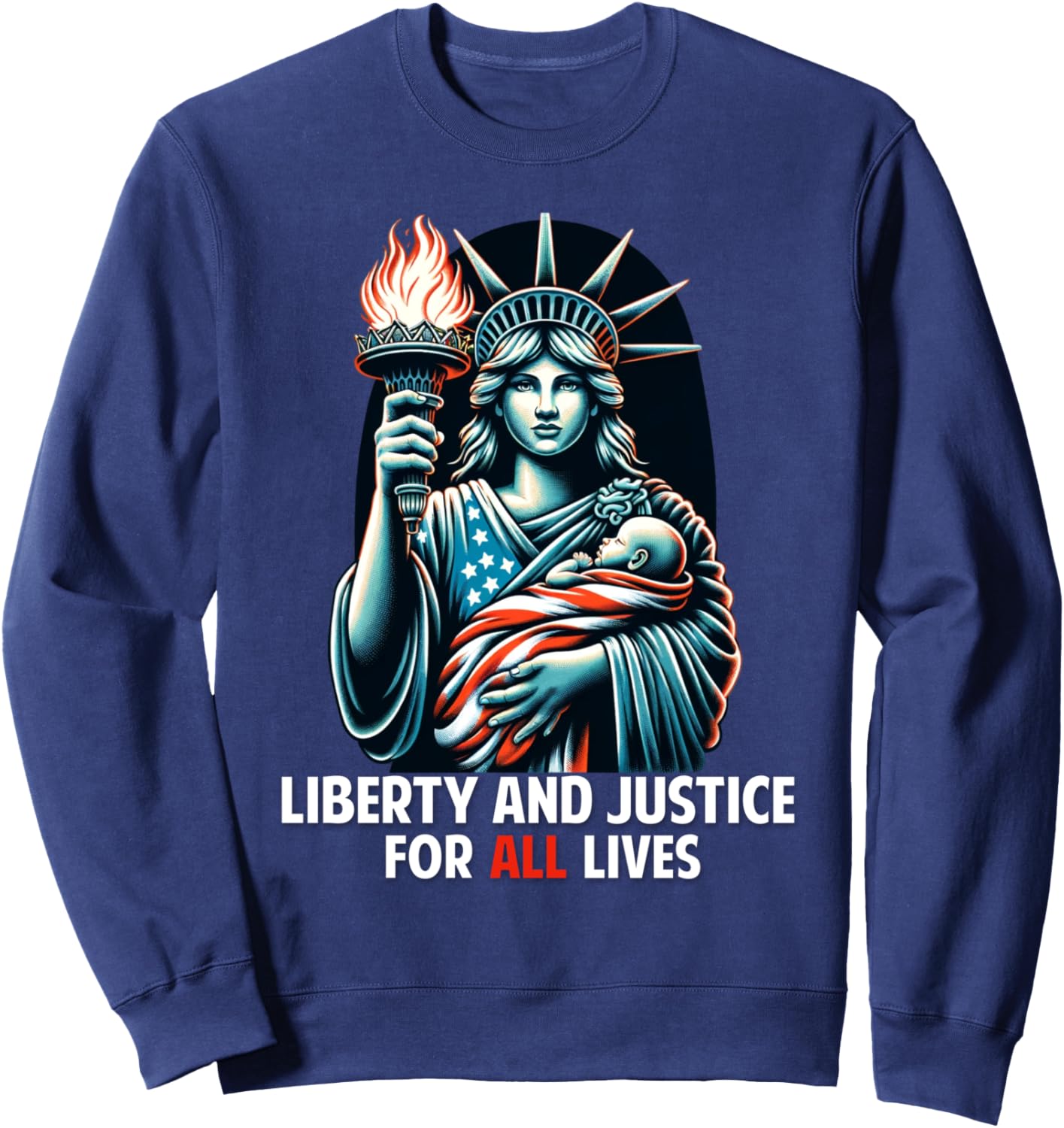 Patriotic American Unborn Lives Matter Pro-Life Catholic Sweatshirt - Sweatshirt | Navy