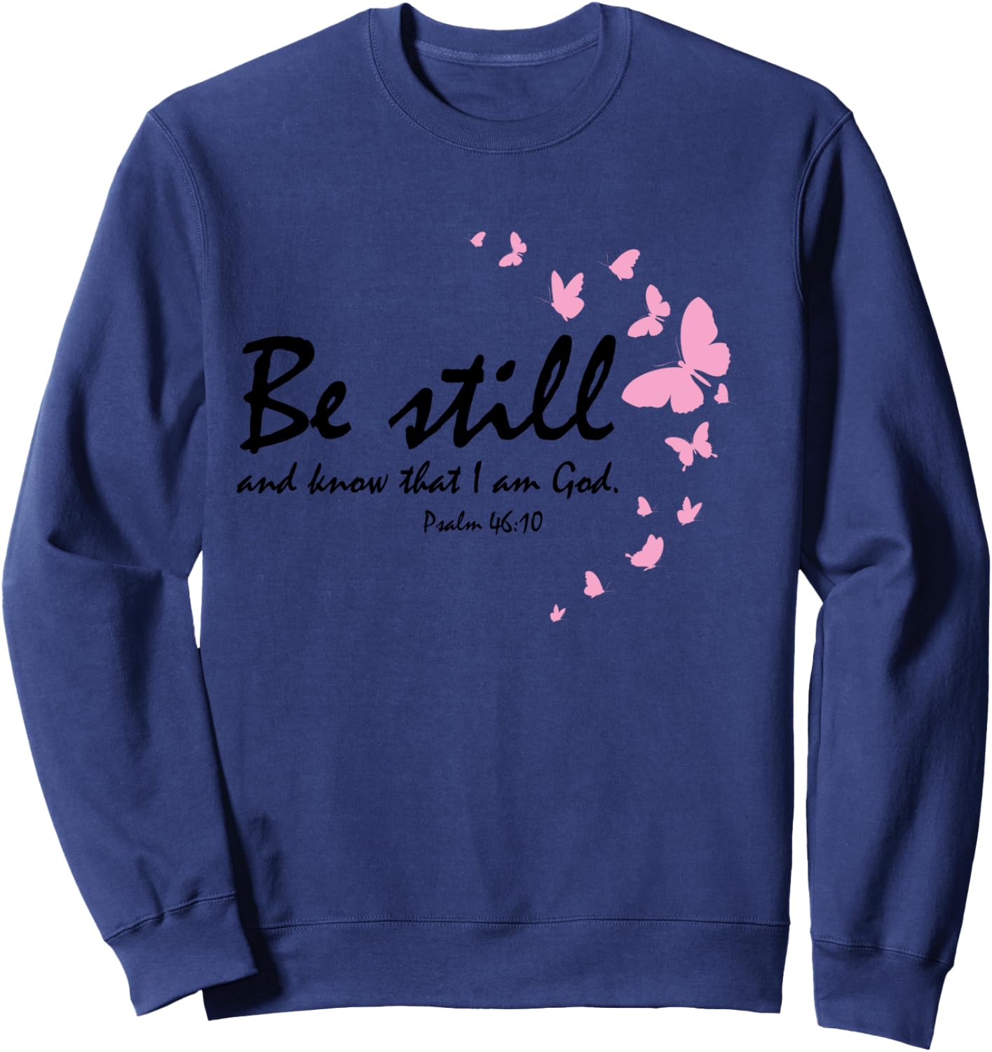 Christian Religious Butterflies Bible Verses Sayings Women Sweatshirt - Sweatshirt | Navy
