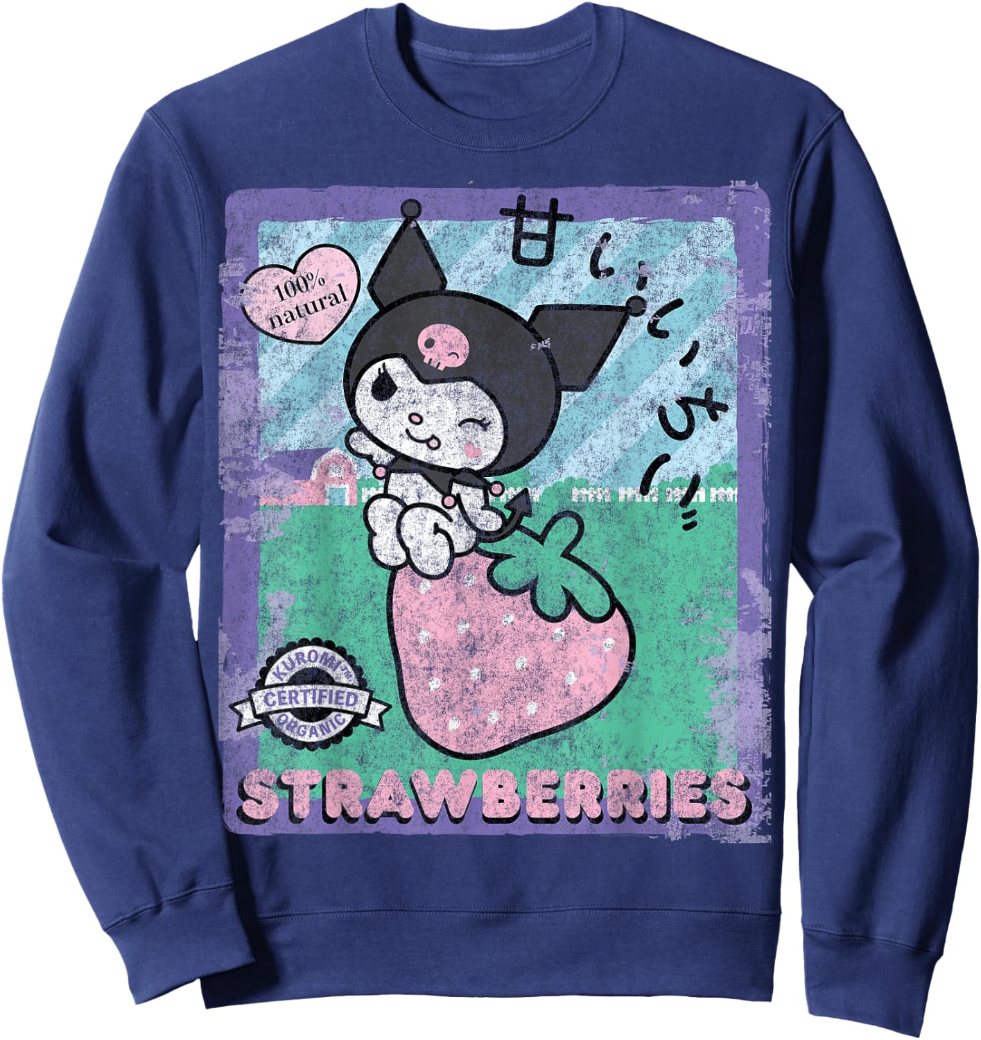 BONRI Kuromi Strawberry Picking Strawberries Farm sleeve/type Sweatshirt - Sweatshirt | Navy