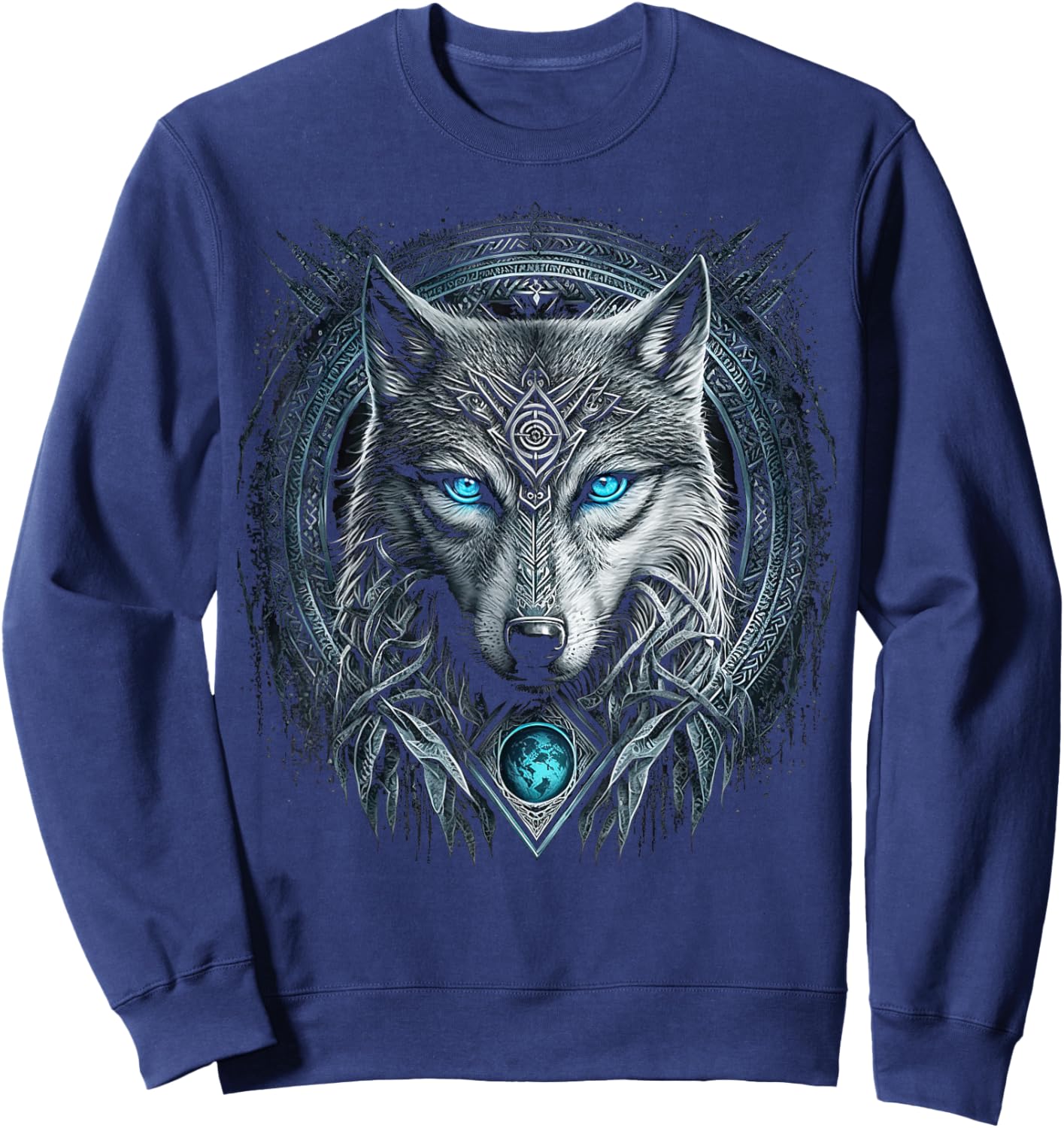 Odins Wolf Viking Norse Runes Nordmann Mythology Sweatshirt - Sweatshirt | Navy