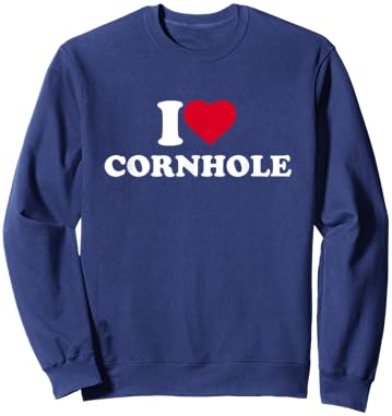 I Love Heart Cornhole Lover Player Corn Hole Sweatshirt - Sweatshirt | Navy