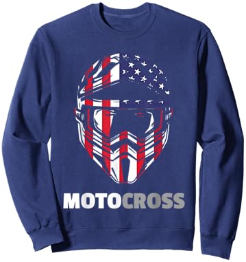 US-Flag Motocross Helmet, Dirt Bike Rider Patriotic MX Racer Women Kids Men Sweatshirt - Sweatshirt | Navy