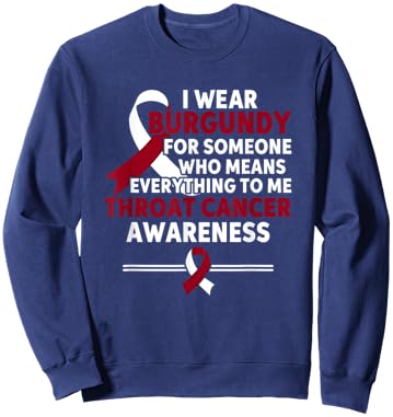 Throat Cancer Awareness I Wear Burgundy Throat Cancer Sweatshirt - Sweatshirt | Navy