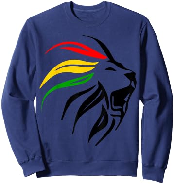 Lion Of Judah, Reggae Lion, Red Gold And Green Lion, Jah Sweatshirt - Sweatshirt | Navy