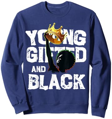 Young Gifted And Black History Month Kids Crown Young King Sweatshirt - Sweatshirt | Navy