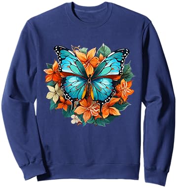 Colorful Butterfly I Flower Butterfly Sweatshirt - Sweatshirt | Navy