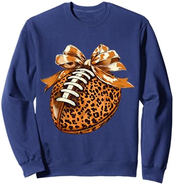 Cute Football Coquette Bow Cute Football Mom Sweatshirt - Sweatshirt | Navy