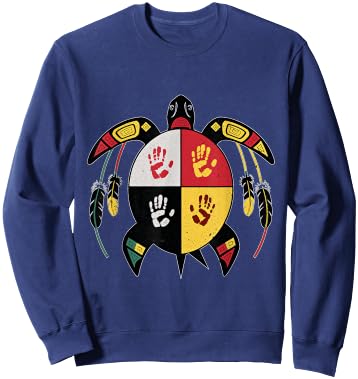 Medicine Wheel Indigenous Native American turtle MMIW Sweatshirt - Sweatshirt | Navy