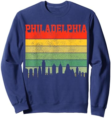 Philadelphia Skyline Vintage Pennsylvania Souvenir Gift Sweatshirt - Sweatshirt | Navy
