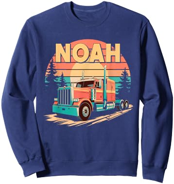 Noah Personalized Nametag Name Tag Semi Truck for NOAH Sweatshirt - Sweatshirt | Navy