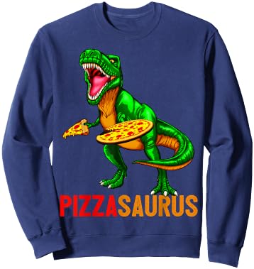 Dinosaur T Rex Pizza Shirt Pizzasaurus Party Gift Men Boys Sweatshirt - Sweatshirt | Navy