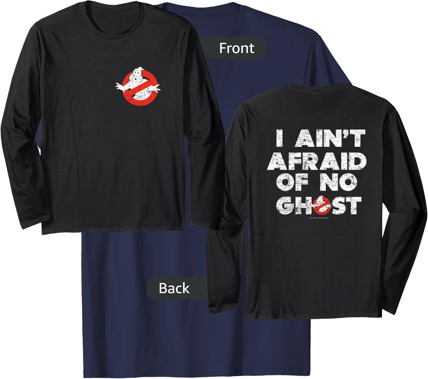 Ghostbusters Front and Back I Ain't Afraid Distressed Movie T-Shirt - T-Shirt | Navy