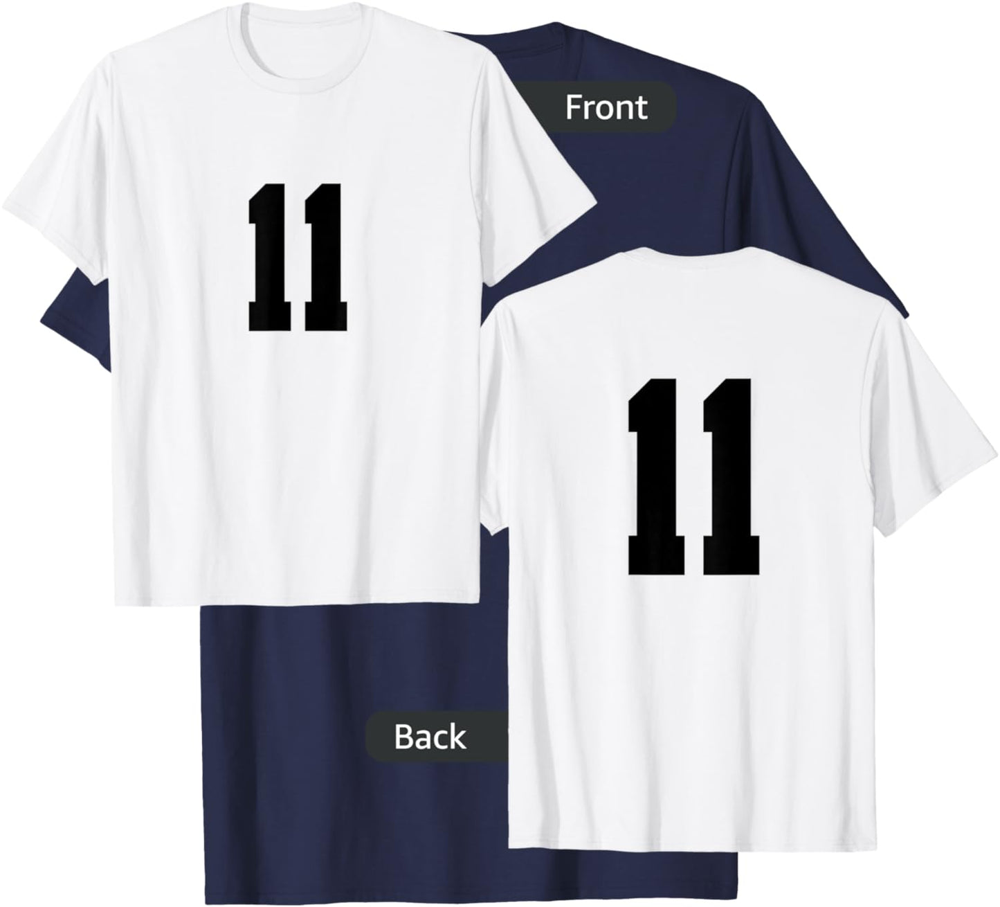 Number 11 ( on Front / Back) Sports Team Jersey Number T-Shirt - T-Shirt | Navy