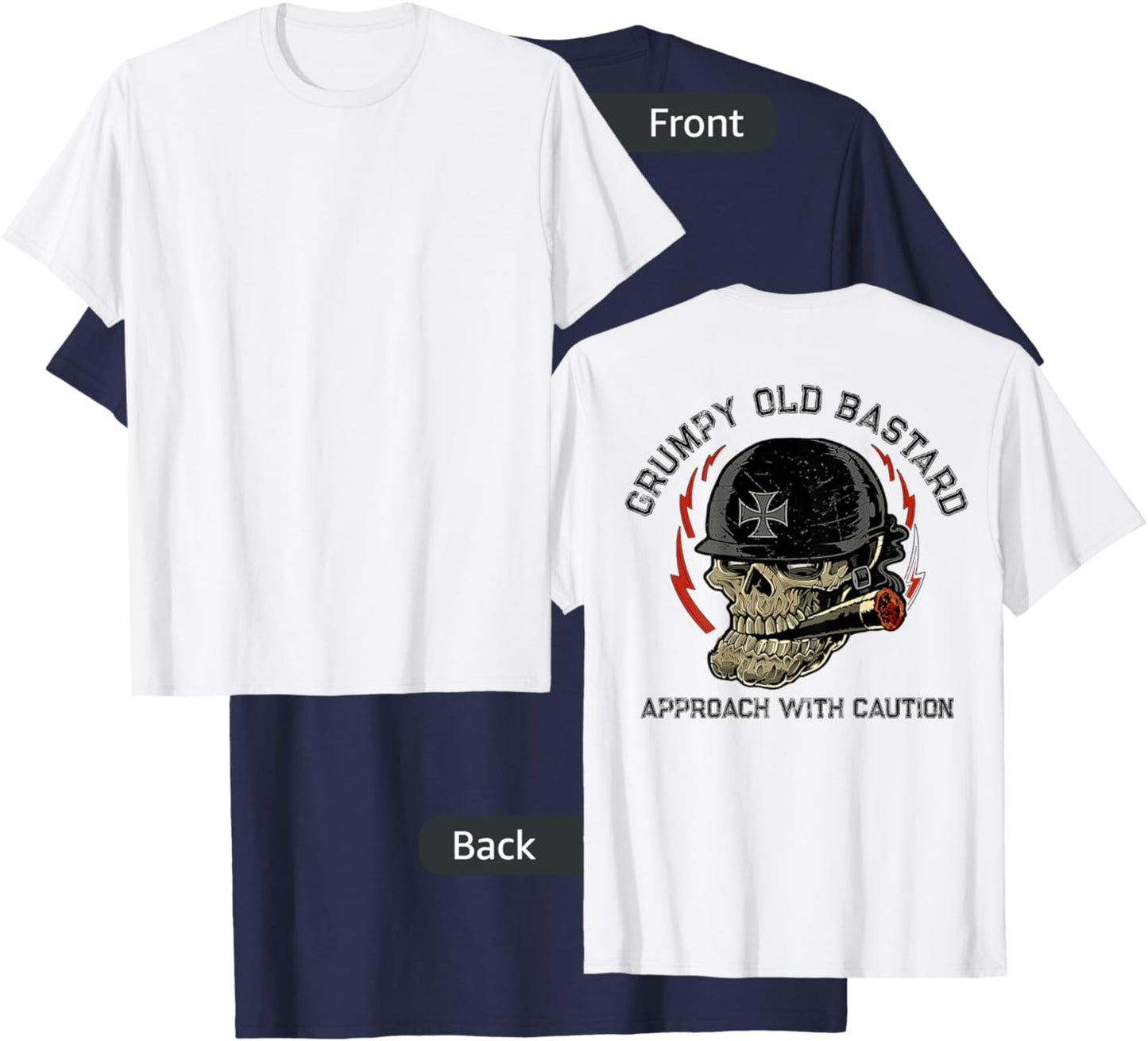 Grumpy Old Bastard Approach With Caution (on back) T-Shirt - T-Shirt | Navy