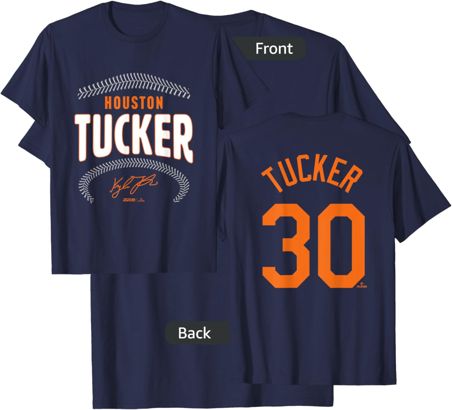 Kyle Tucker Houston Baseball Name & Number (Front & Back) T-Shirt - T-Shirt | Navy