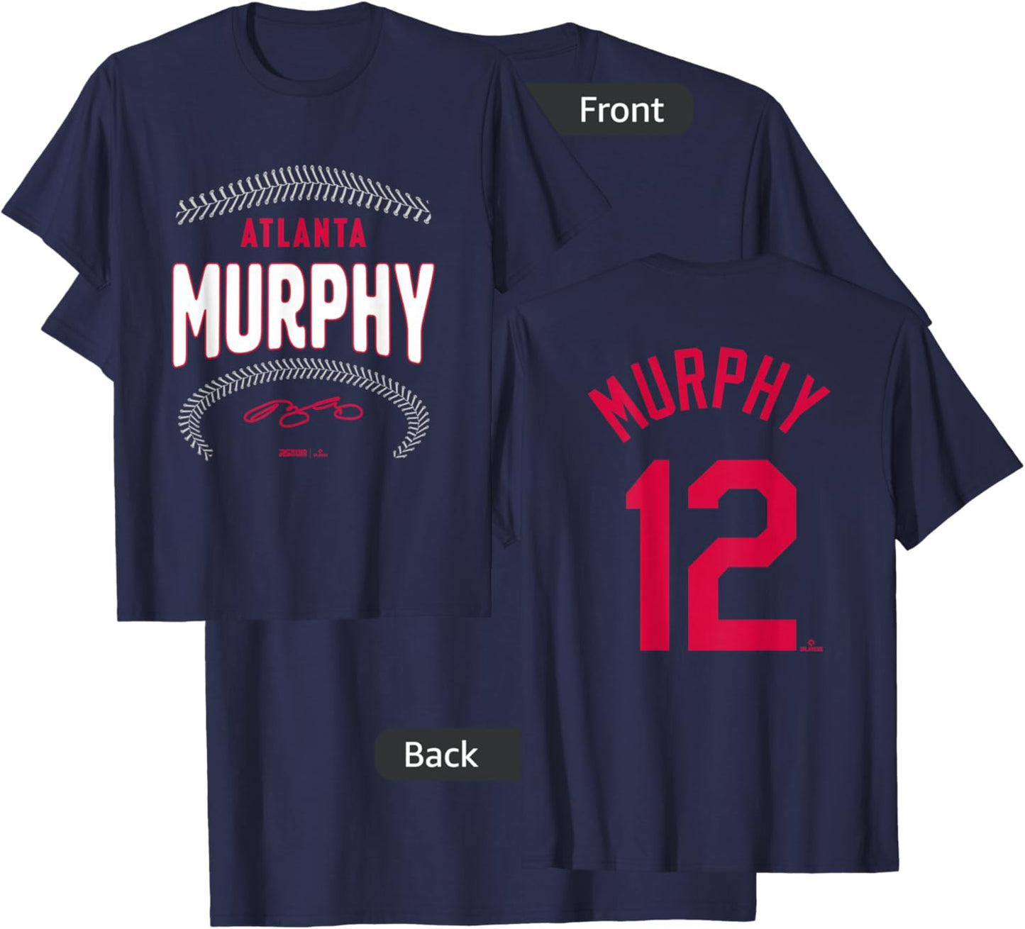 Sean Murphy Atlanta Baseball Name & Number (Front & Back) T-Shirt - T-Shirt | Navy