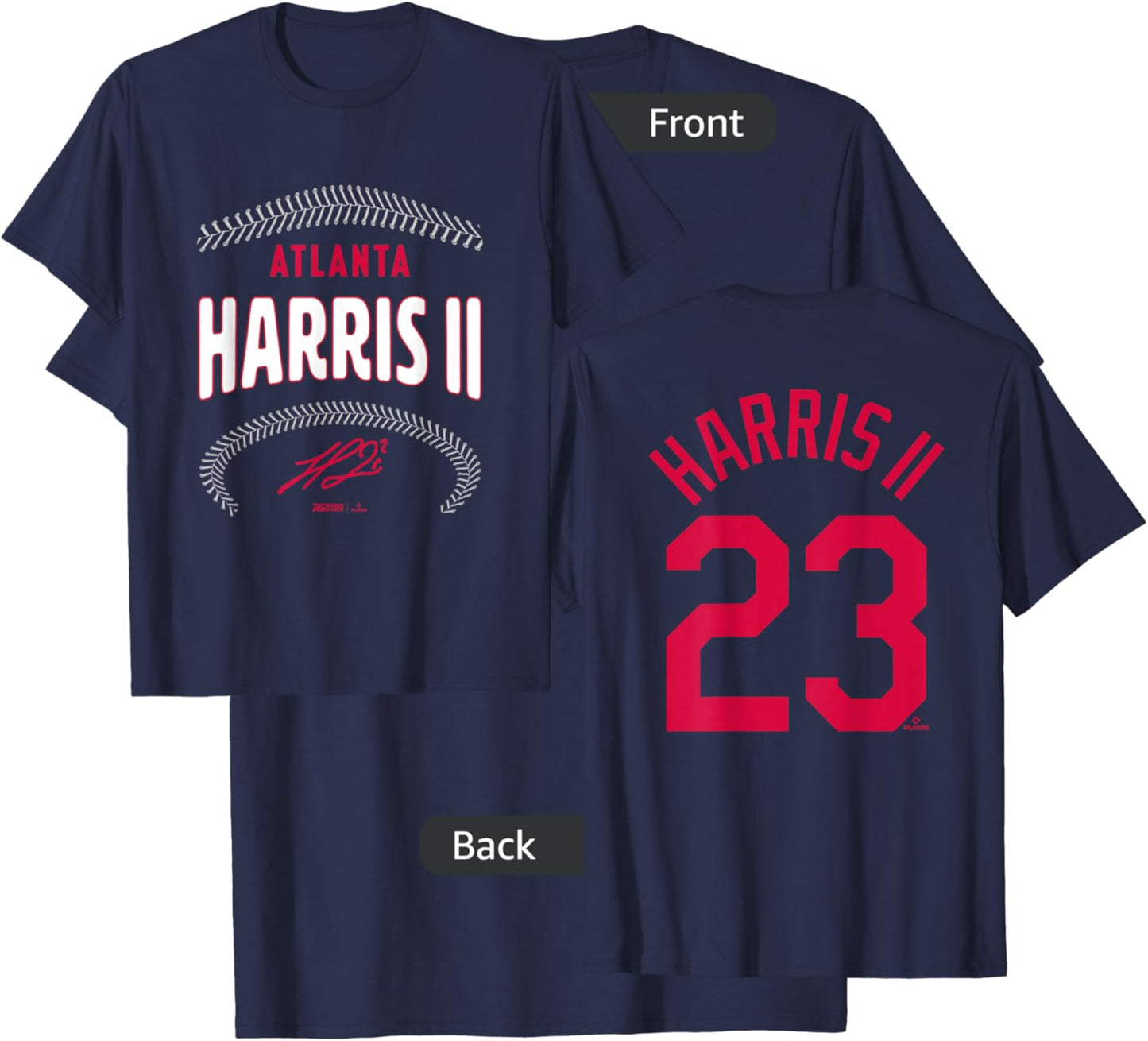 Michael Harris II Atlanta Name & Number (Front & Back) T-Shirt - T-Shirt | Navy