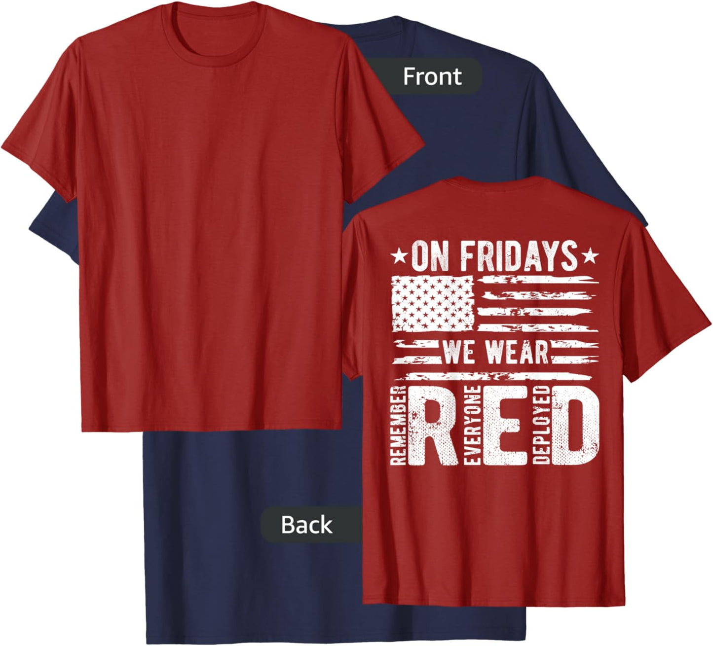 On Fridays We Wear Red Friday American Flag Military Support Men T-Shirt - T-Shirt | Navy