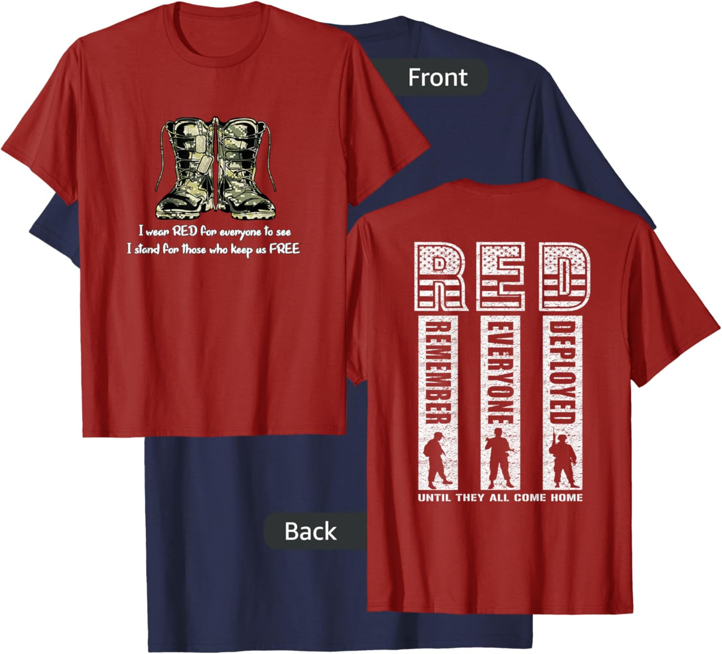 (2 Sided Print) Red Friday Military Veteran T-Shirt - T-Shirt | Navy