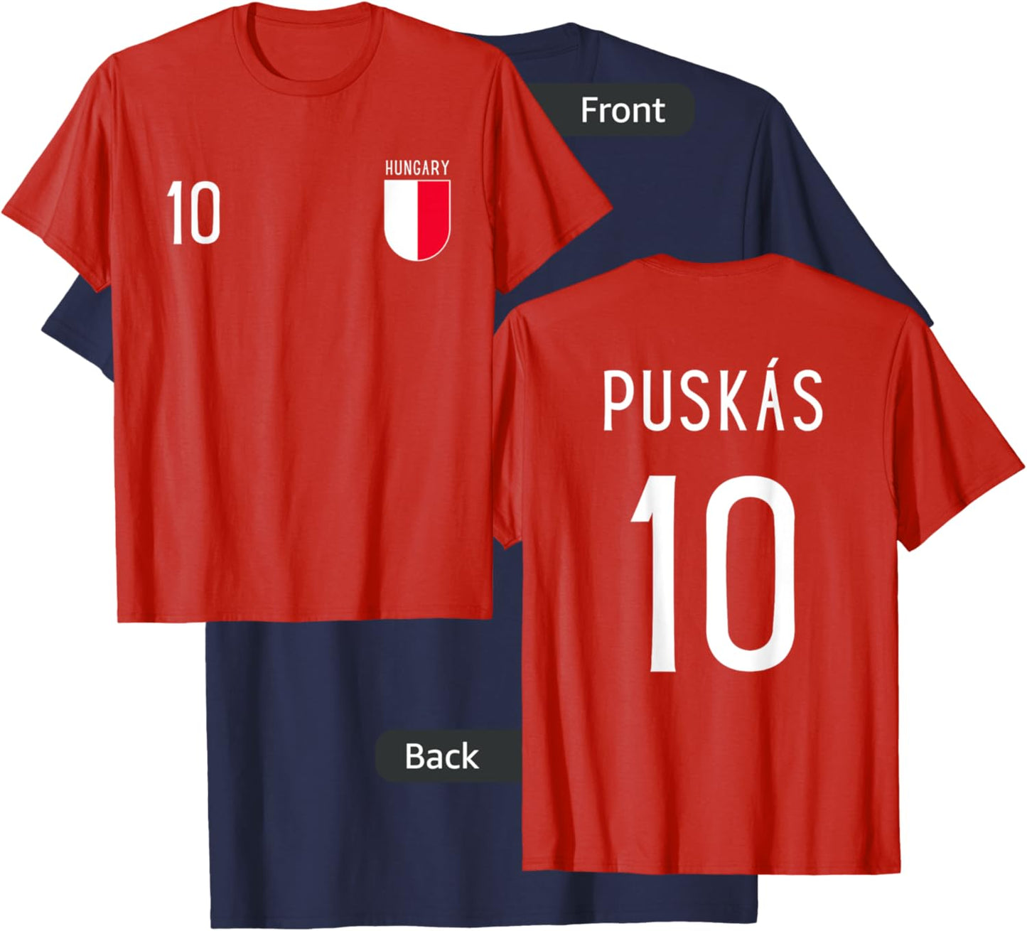 Hungary Number 10 Jersey Football # Ten Hungarian T-Shirt - T-Shirt | Navy