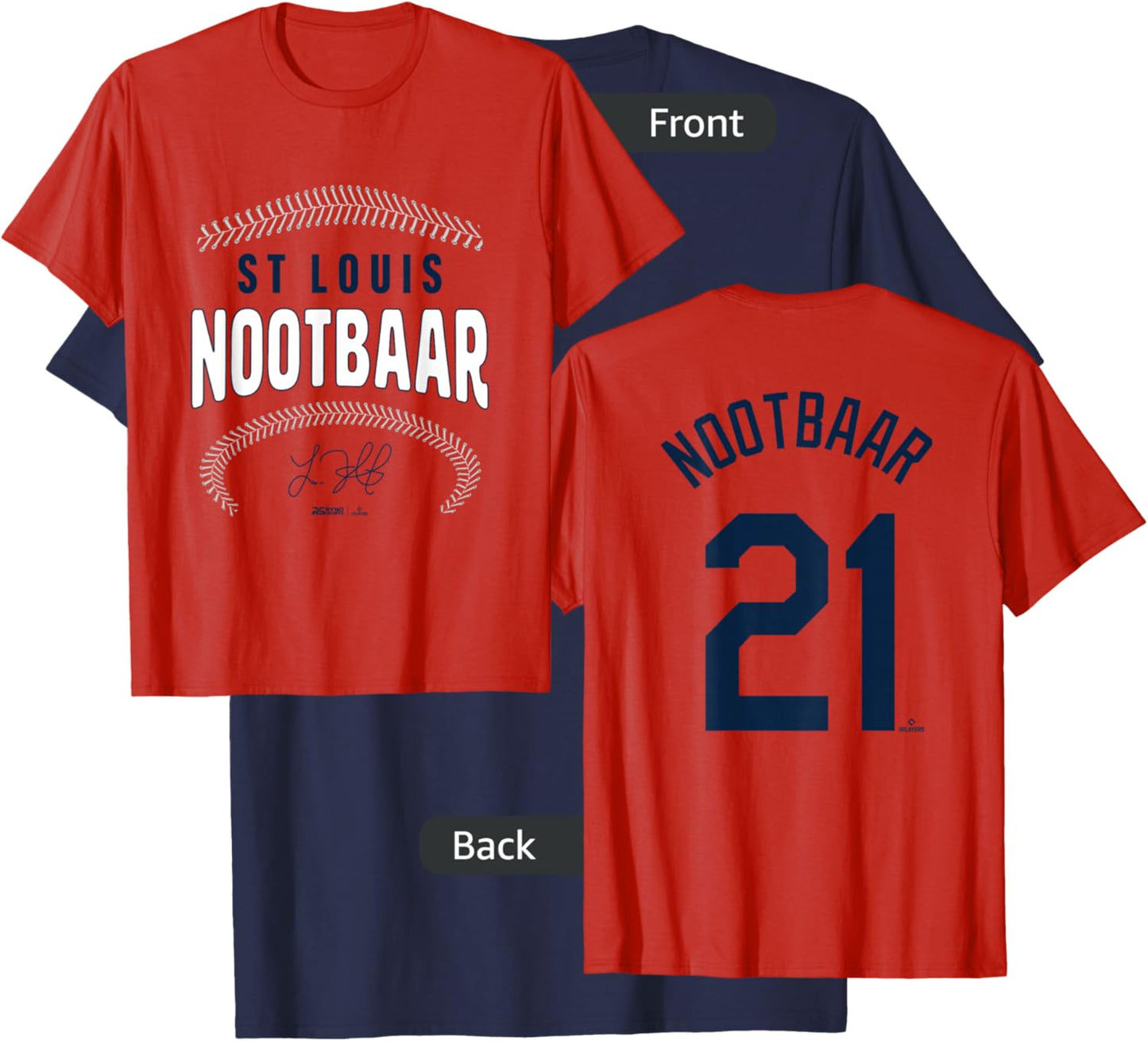 Lars Nootbaar St. Louis Baseball Name & Number (Front&Back) T-Shirt - T-Shirt | Navy