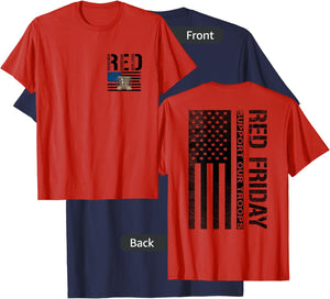 (2 Sided Print) Red Friday Support Our Troops T-Shirt - T-Shirt | Navy