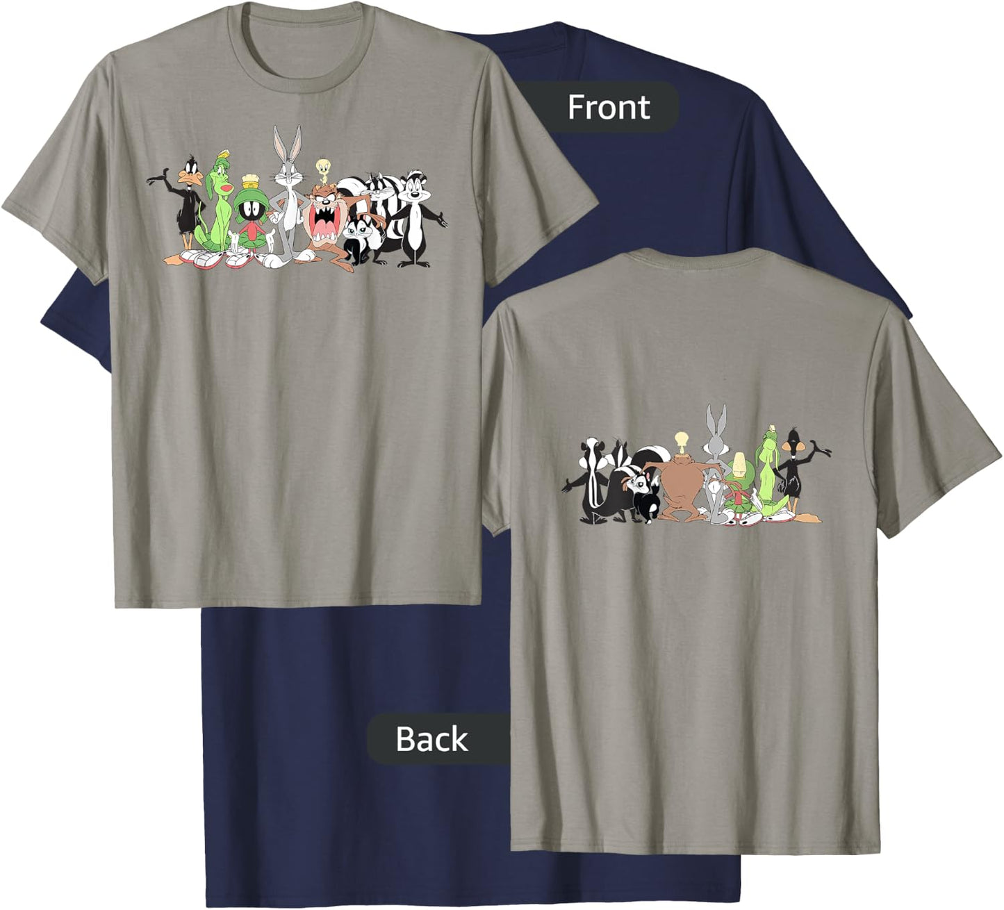 Looney Tunes Group Shot Line Up Front & Back T-Shirt - T-Shirt | Navy