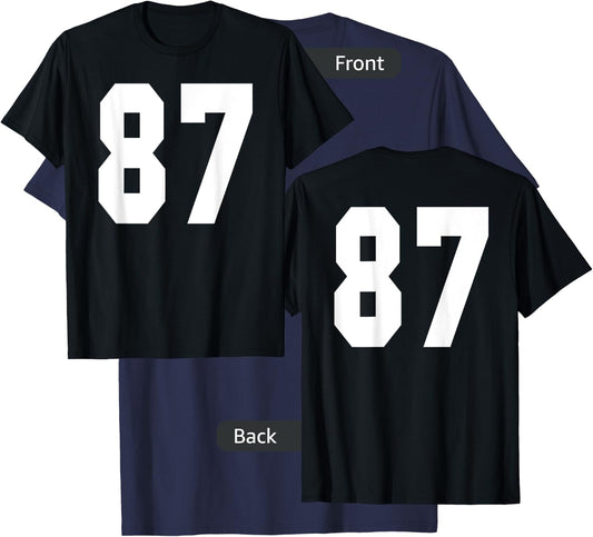 # 87 Team Sports Jersey Front & Back Number Player Fan T-Shirt - T-Shirt | Navy