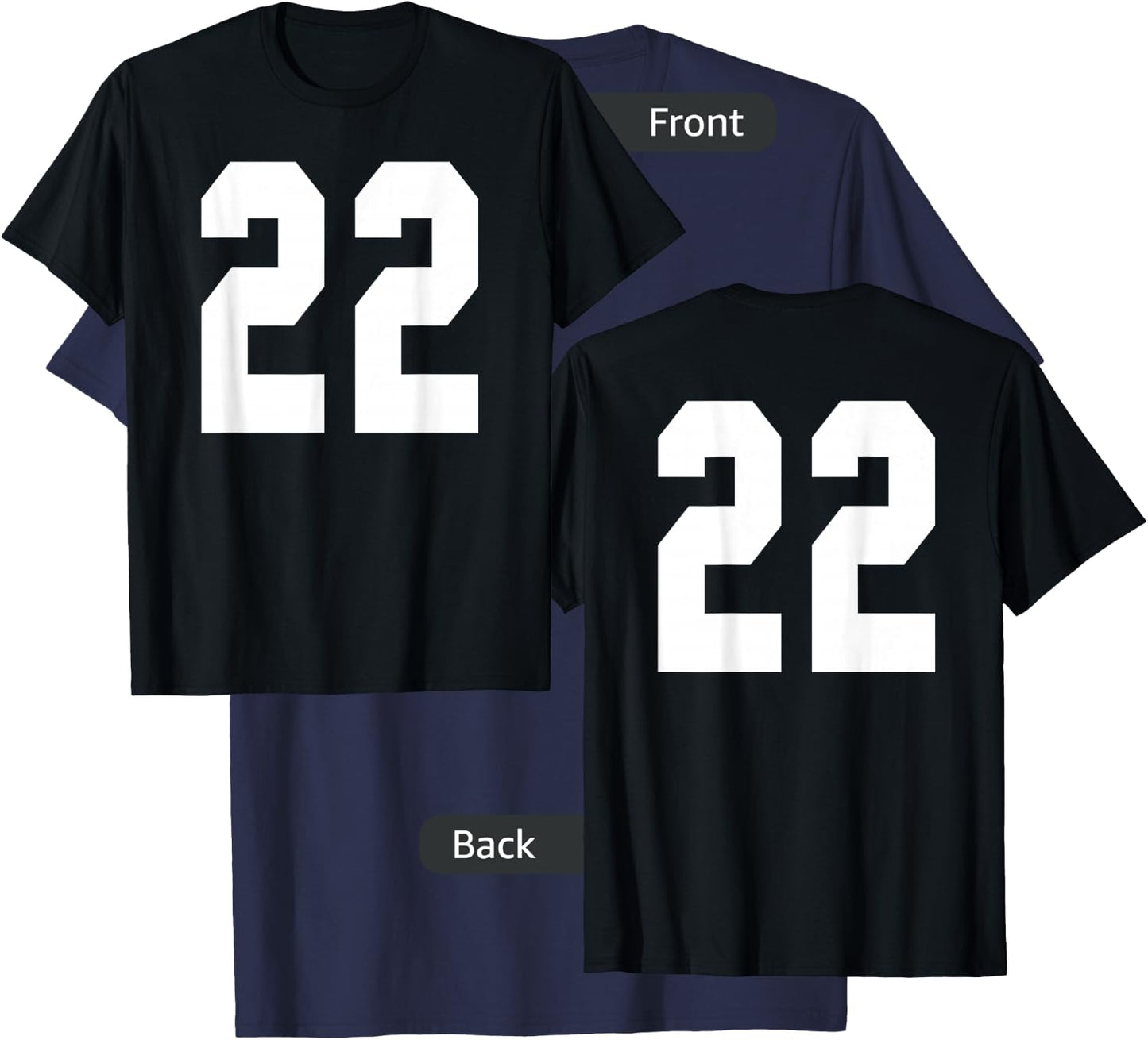 # 22 Team Sports Jersey Front & Back Number Player Fan T-Shirt - T-Shirt | Navy