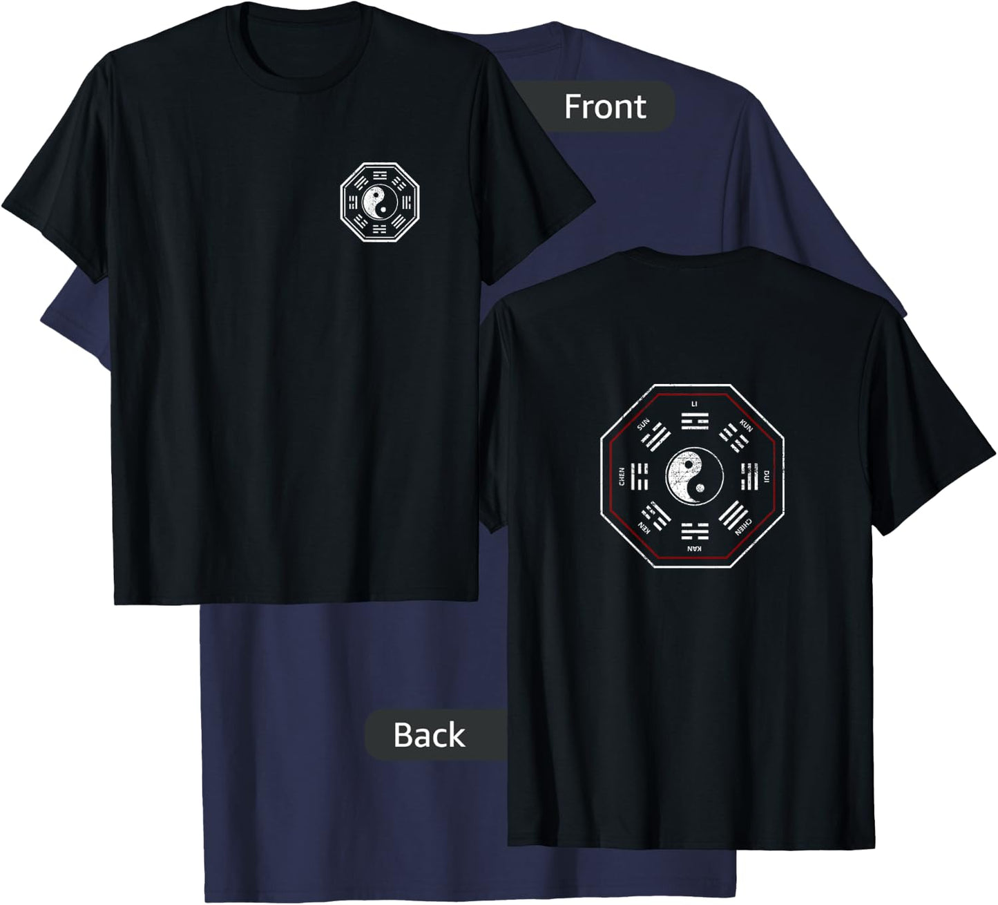 Kan & Li Bagua Yin Yang Tai Chi, Qi Gong, Tibetan Lotus T-Shirt - T-Shirt | Navy