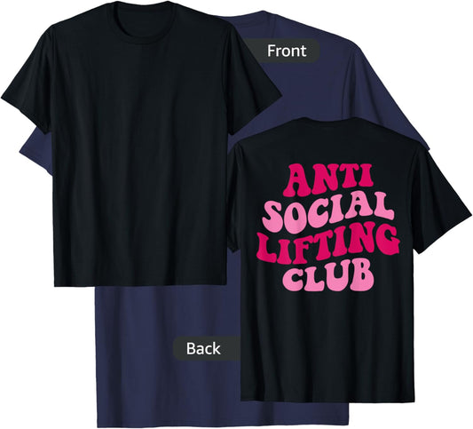 Anti Social Lifting Club Funny T-Shirt - T-Shirt | Navy