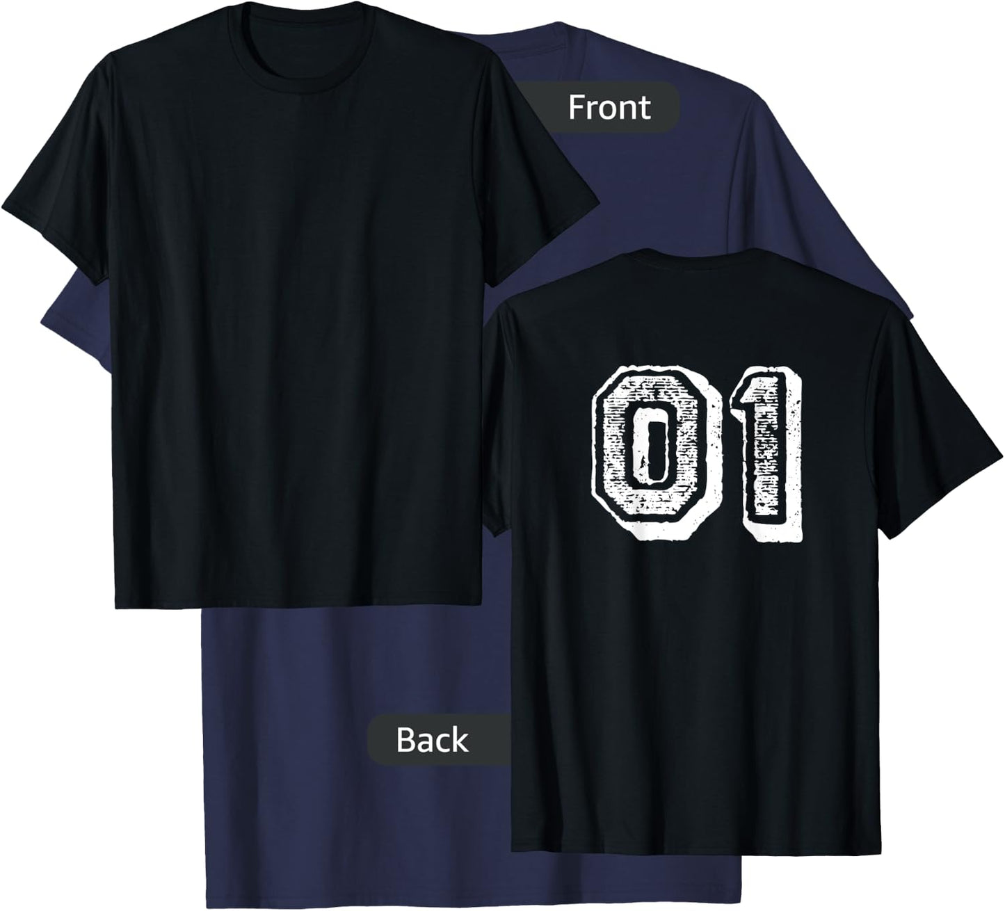 Number 01 Sports Jersey Player #01 1 Fan BACK PRINT Vintage T-Shirt - T-Shirt | Navy
