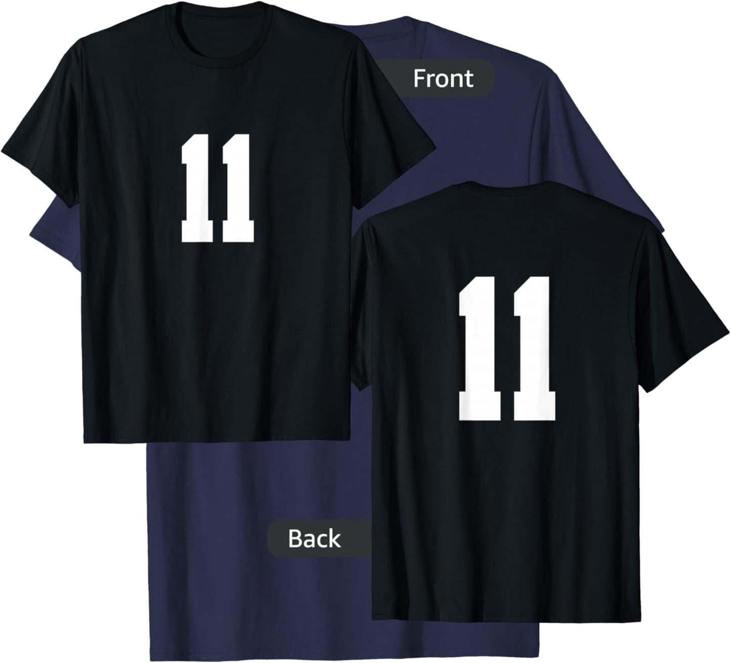 Number 11 (on Front/Back) Sports Team Jersey Number T-Shirt - T-Shirt | Navy
