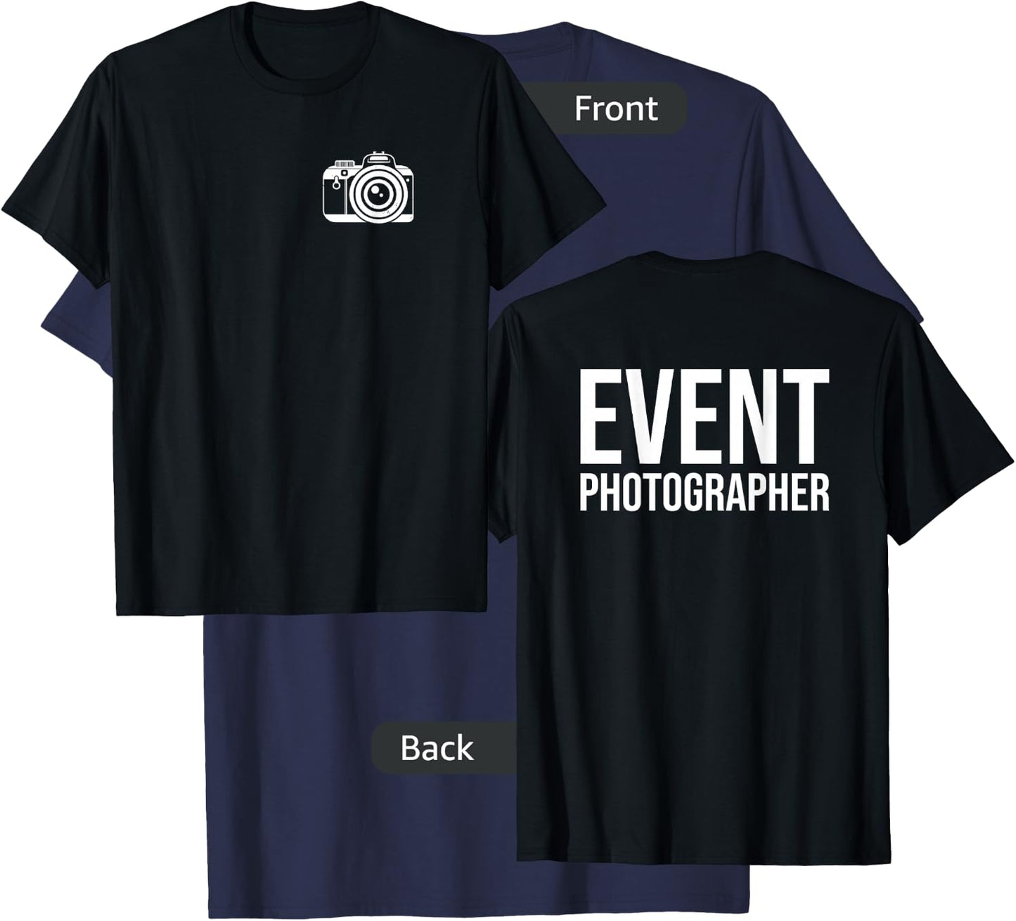 Event Photographer Front- and Back Print T-Shirt - T-Shirt | Navy