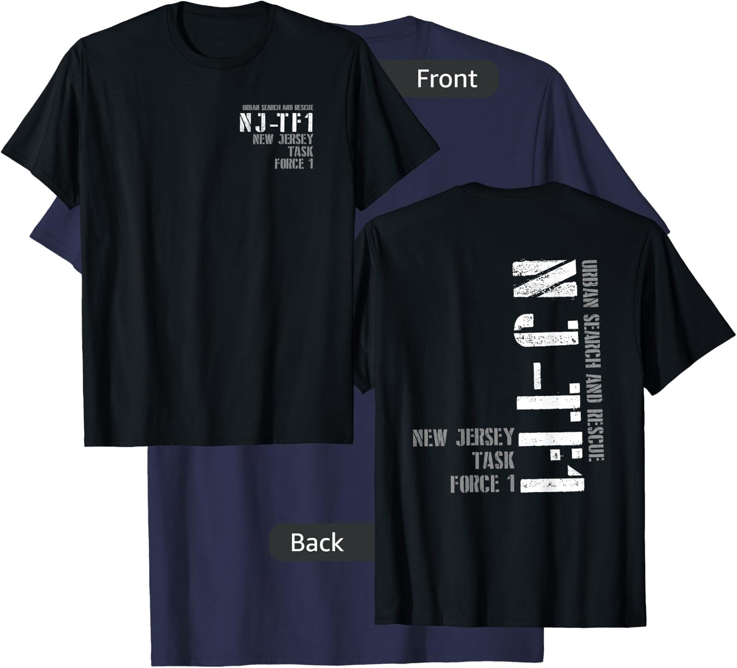 Urban Search & Rescue New Jersey Task Force 1 NJ-TF1 Duty T-Shirt - T-Shirt | Navy